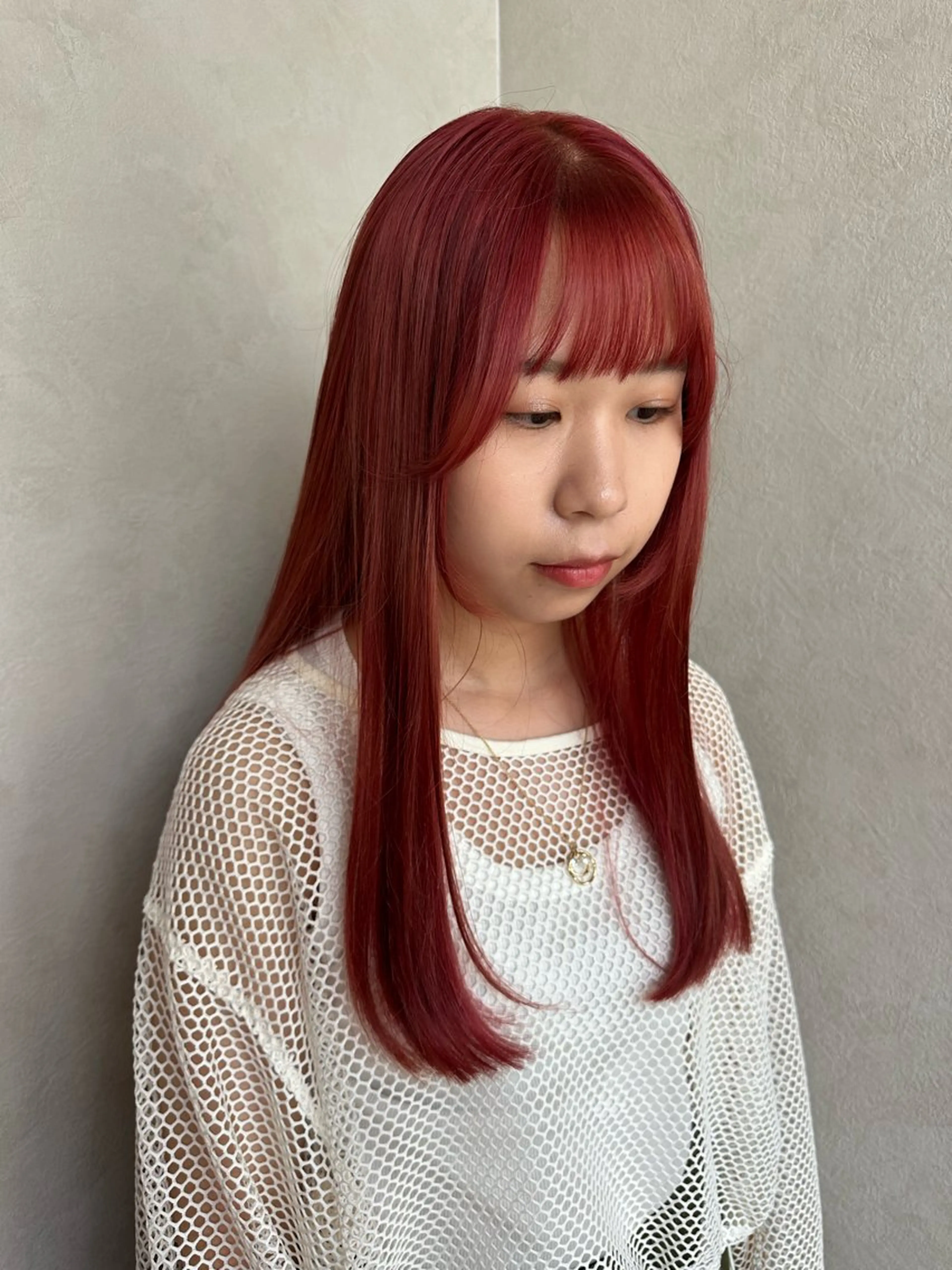 ロング カラー ブリーチ ピンクカラー ヘアカラー newi まーぼーのヘアスタイル