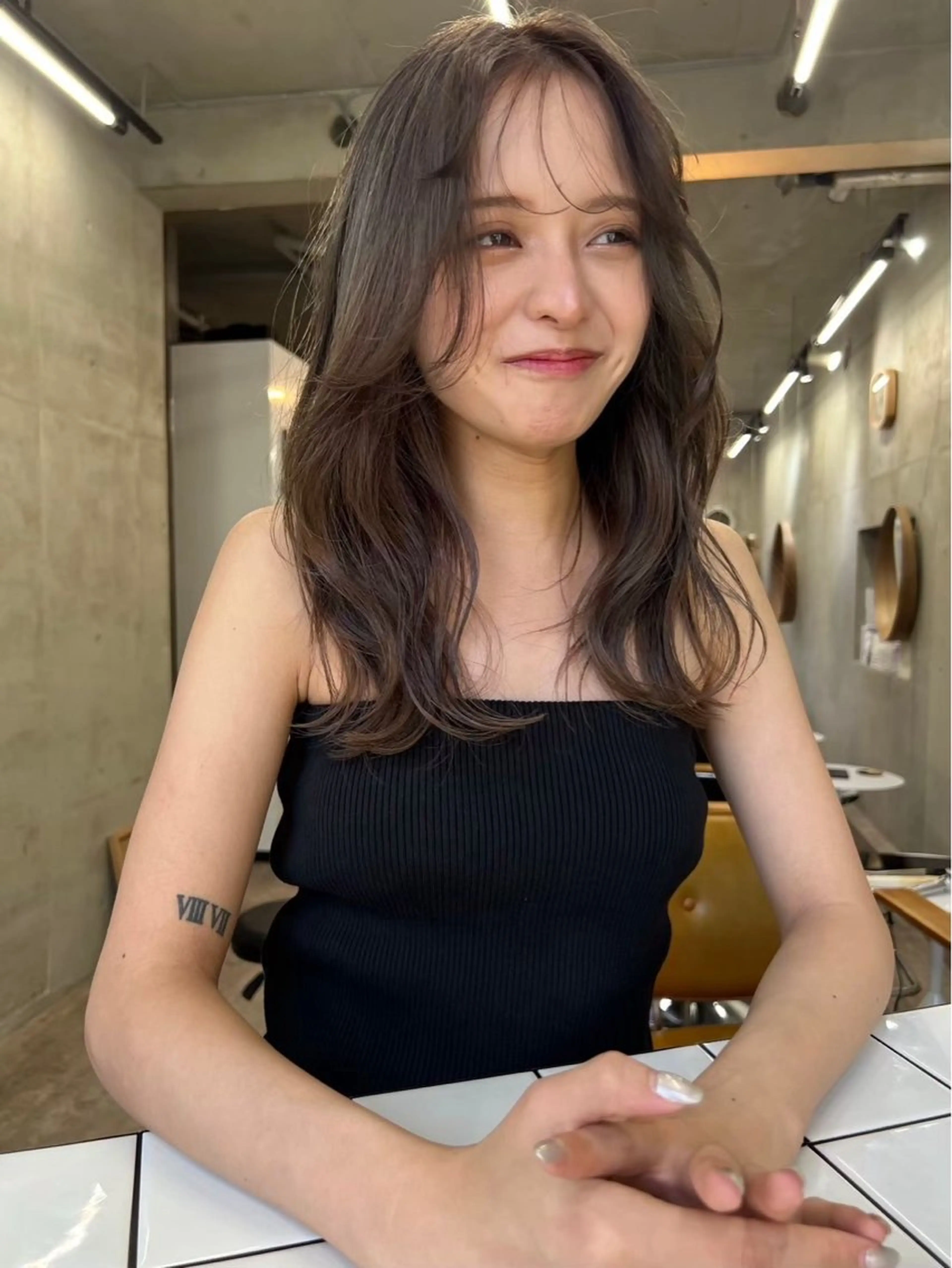 ミディアム カラー ベージュカラー ブリーチ ケアブリーチ 透明感カラー ダブルカラー SALT WATER所属・🫐 𝐌𝐚𝐨 🫐ボブモデル募集のヘアスタイル