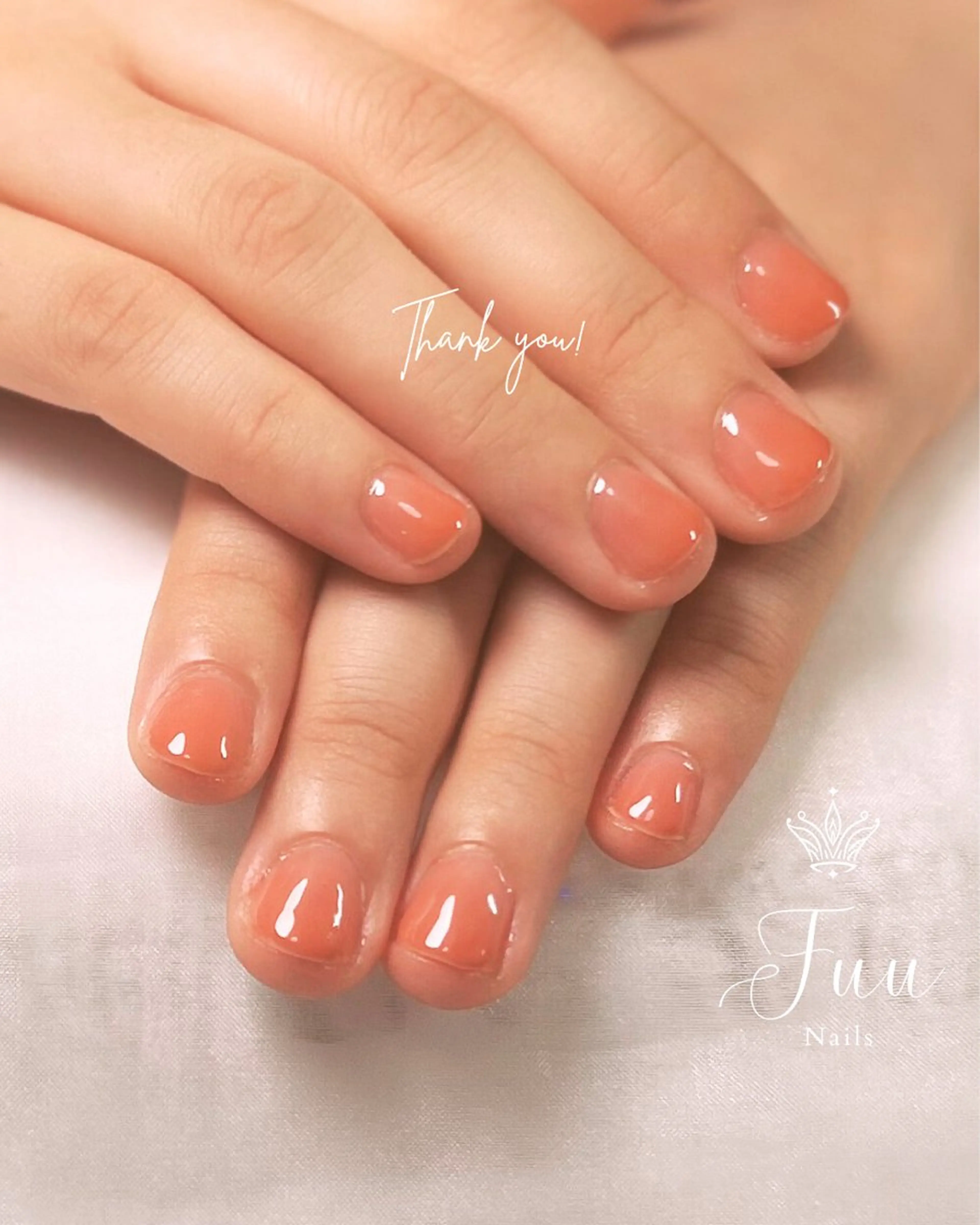 ネイル フットネイル グラデーション オレンジ ピンク シンプルネイル Fuu nails Erikoのネイルデザイン