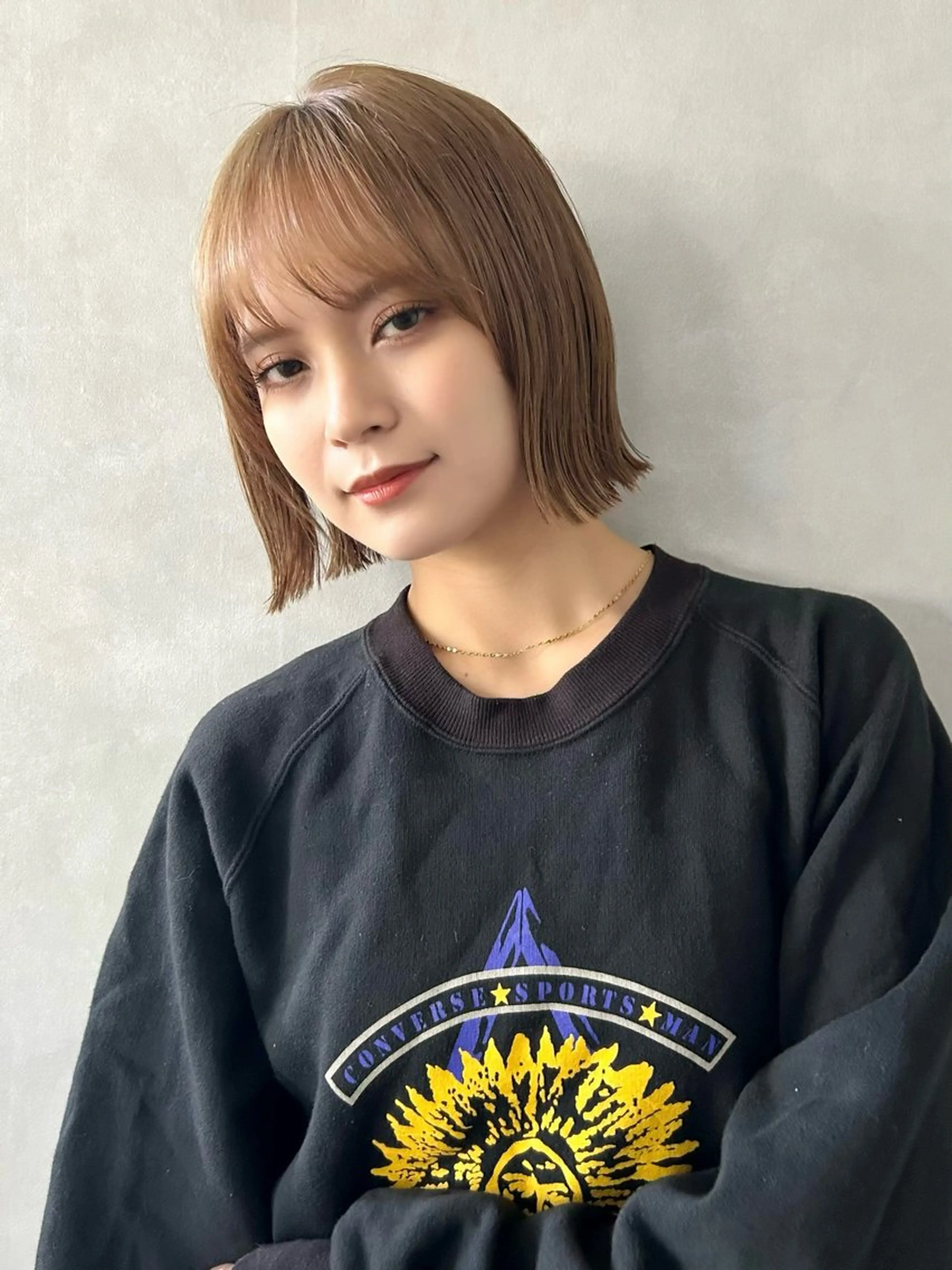 ショート カラー ボブ 小顔カット カット ヘアカラー 結べるくびれボブ/透 明感カラーtaigaのヘアスタイル