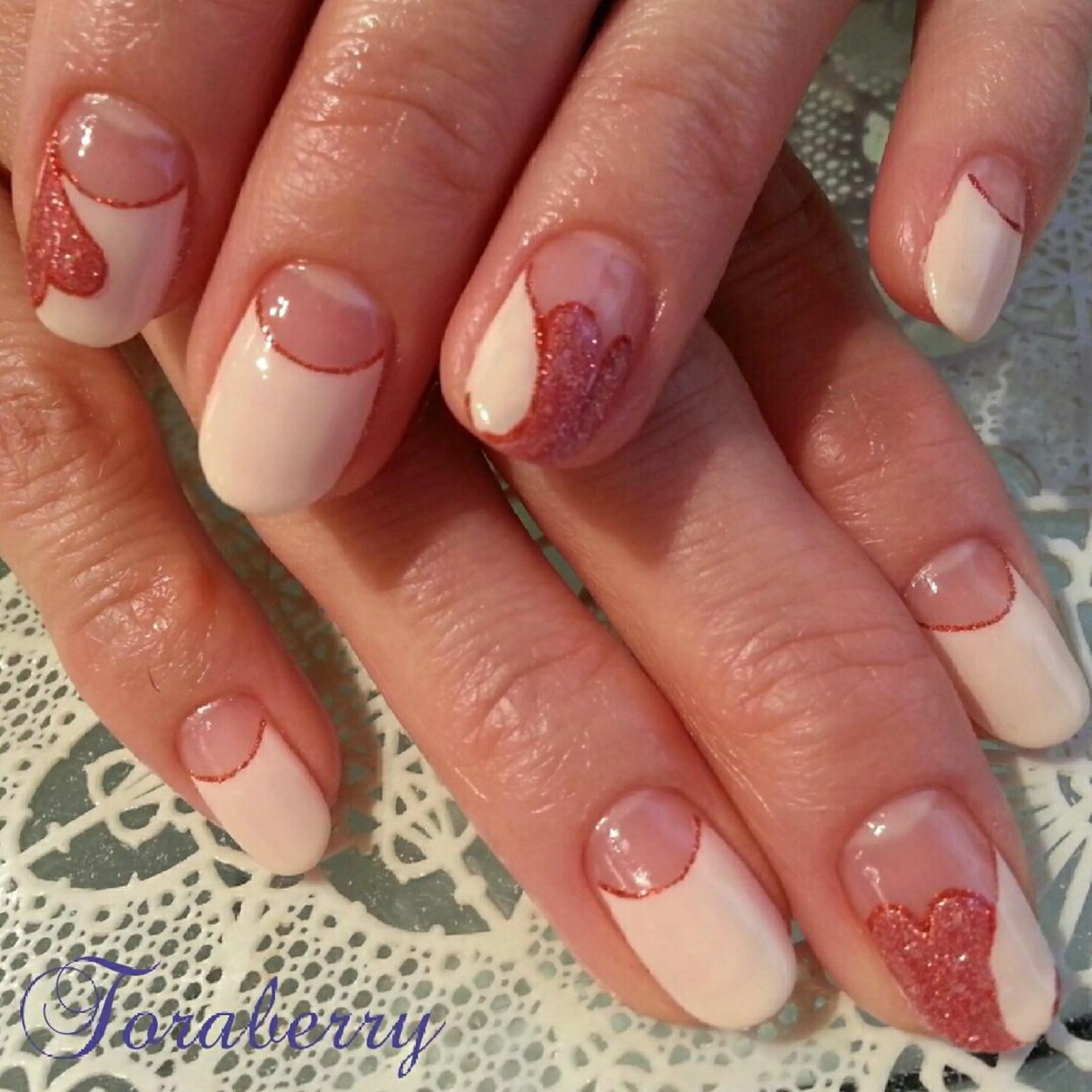 ネイル フレンチネイル ハート 逆フレンチ ネイリスト なつみのネイルデザイン