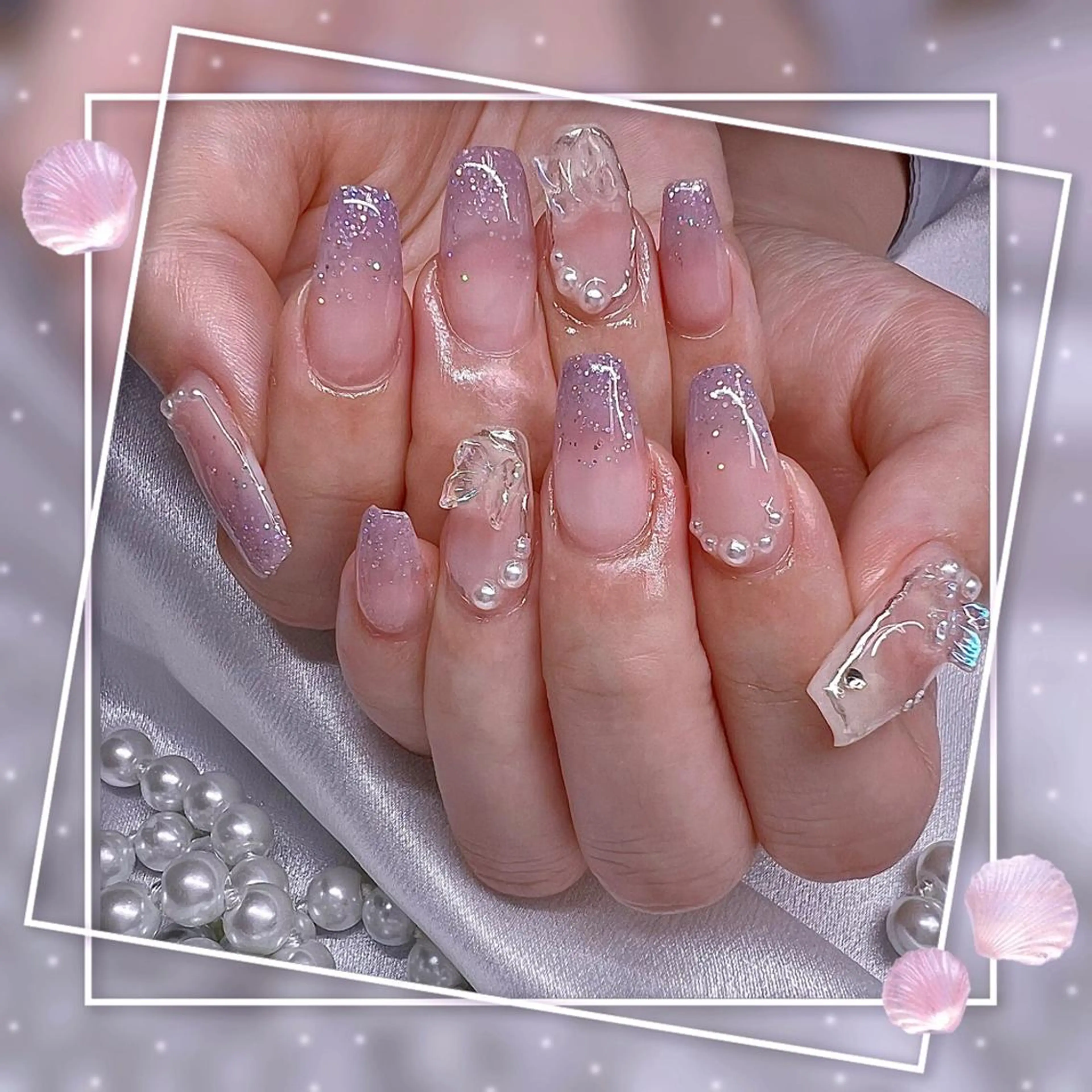 ネイル フレンチネイル キラキラネイル 韓国ネイル マグネットネイル マグネットフレンチ ハンドネイル ハンドケア Chill Nailsalonのネイルデザイン