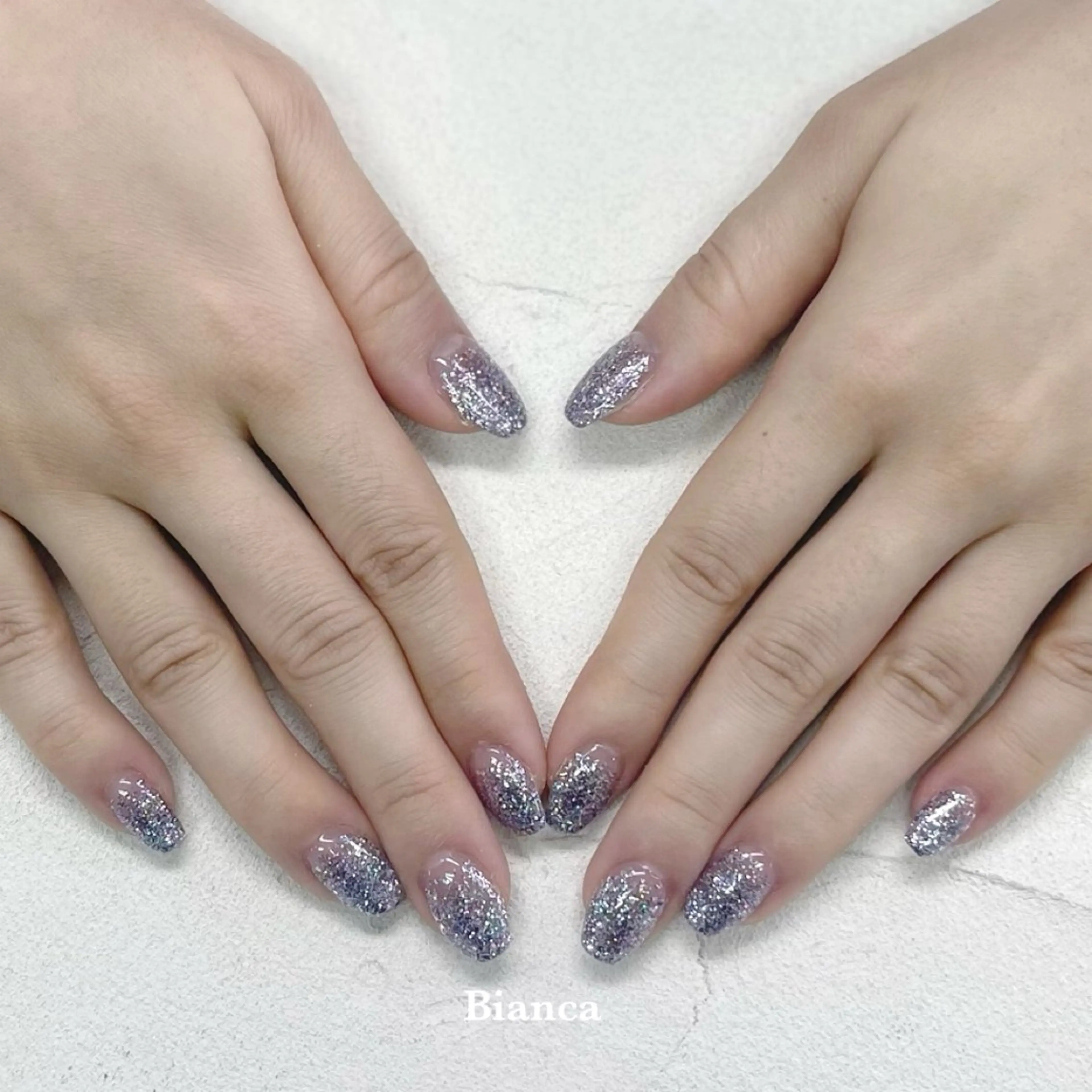 ネイル ブルー グラデーション ラメ(グリッター) ラメグラデーション パープル Bianca♡ TAKANASHIのネイルデザイン