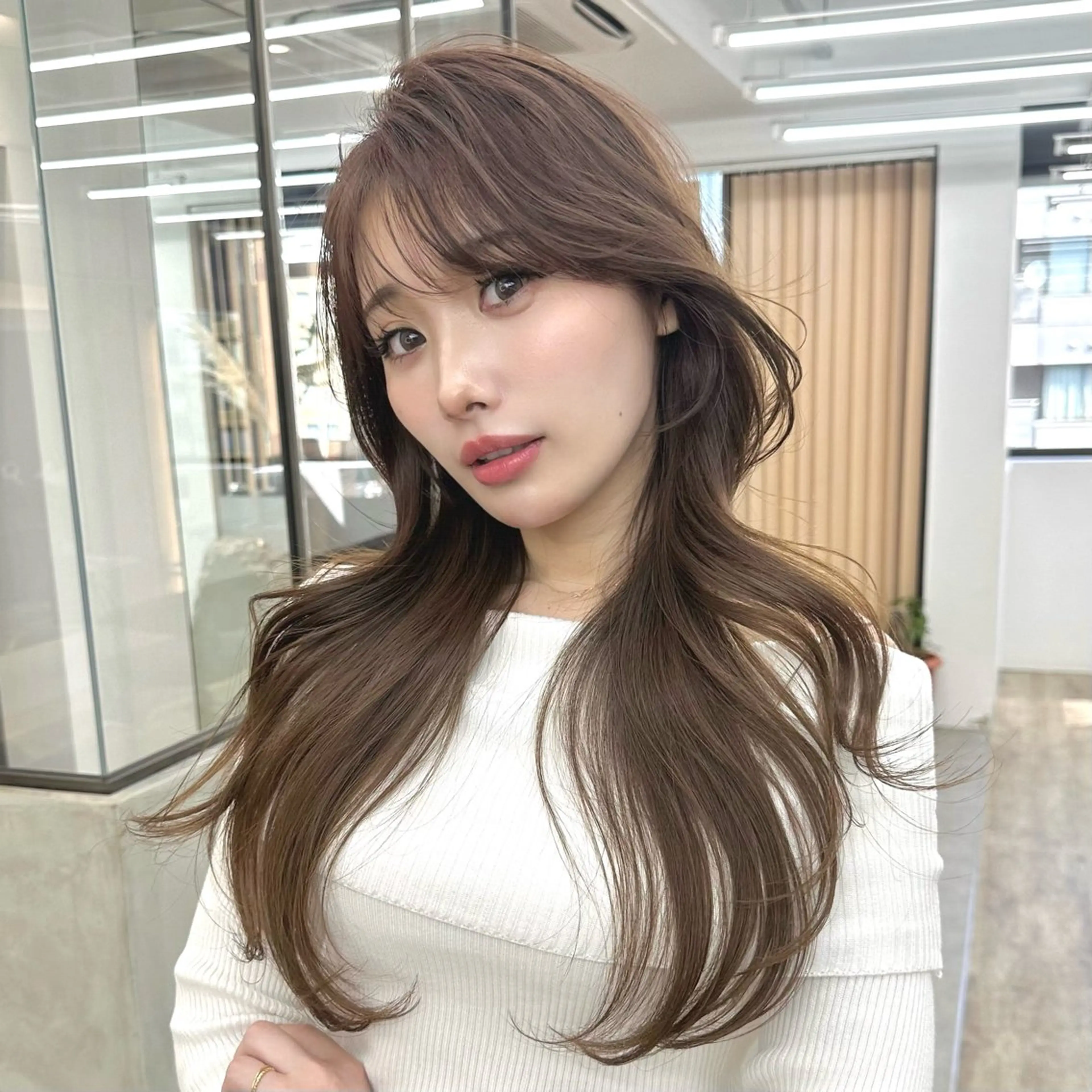 ロング カラー カット ヘアカラー トリートメント 縮毛/レイヤー 韓国/橋口のヘアスタイル