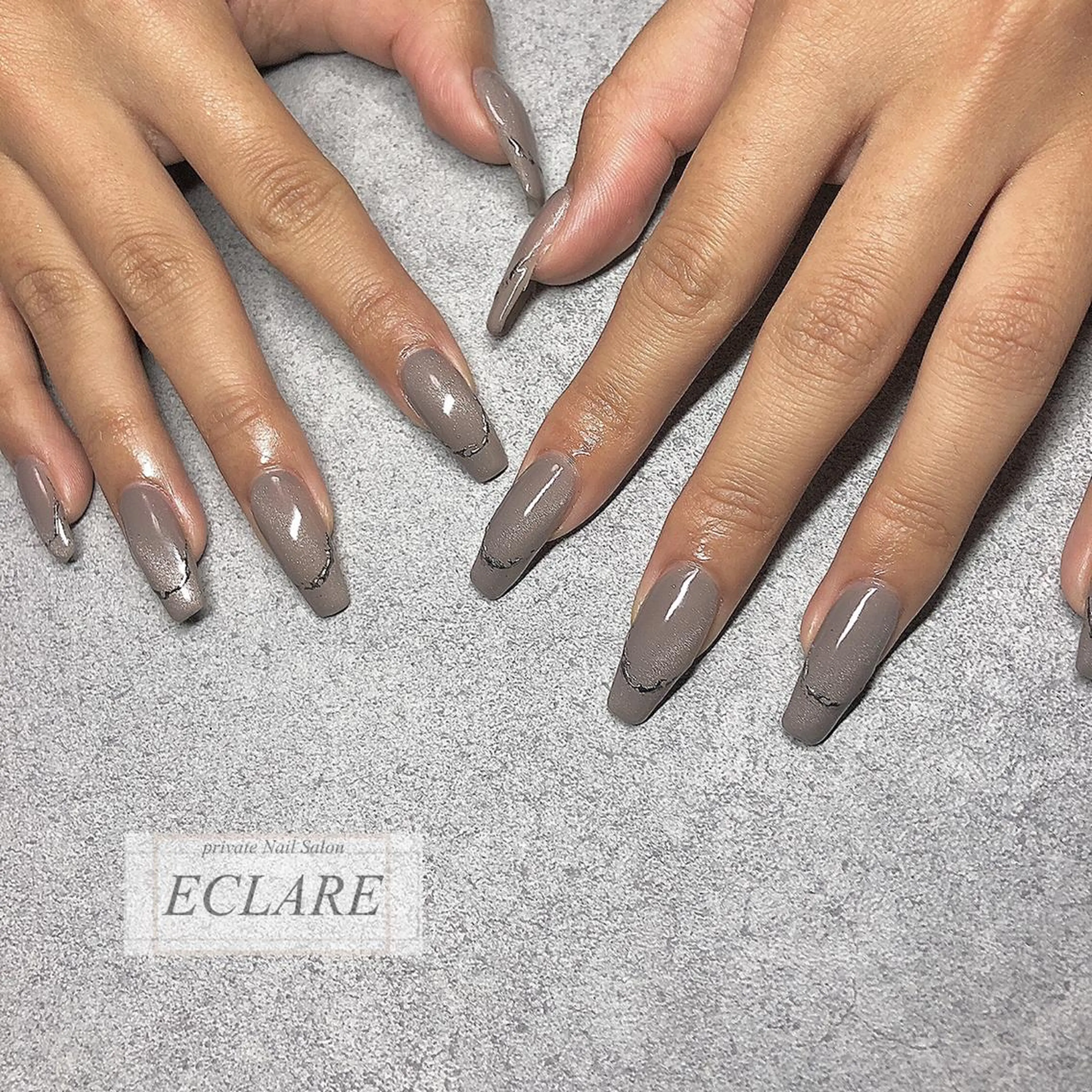 ネイル アートネイル ブラウン フットネイル フレンチネイル ジェルネイル ハンドネイル Nail Salon ECLAREのネイルデザイン