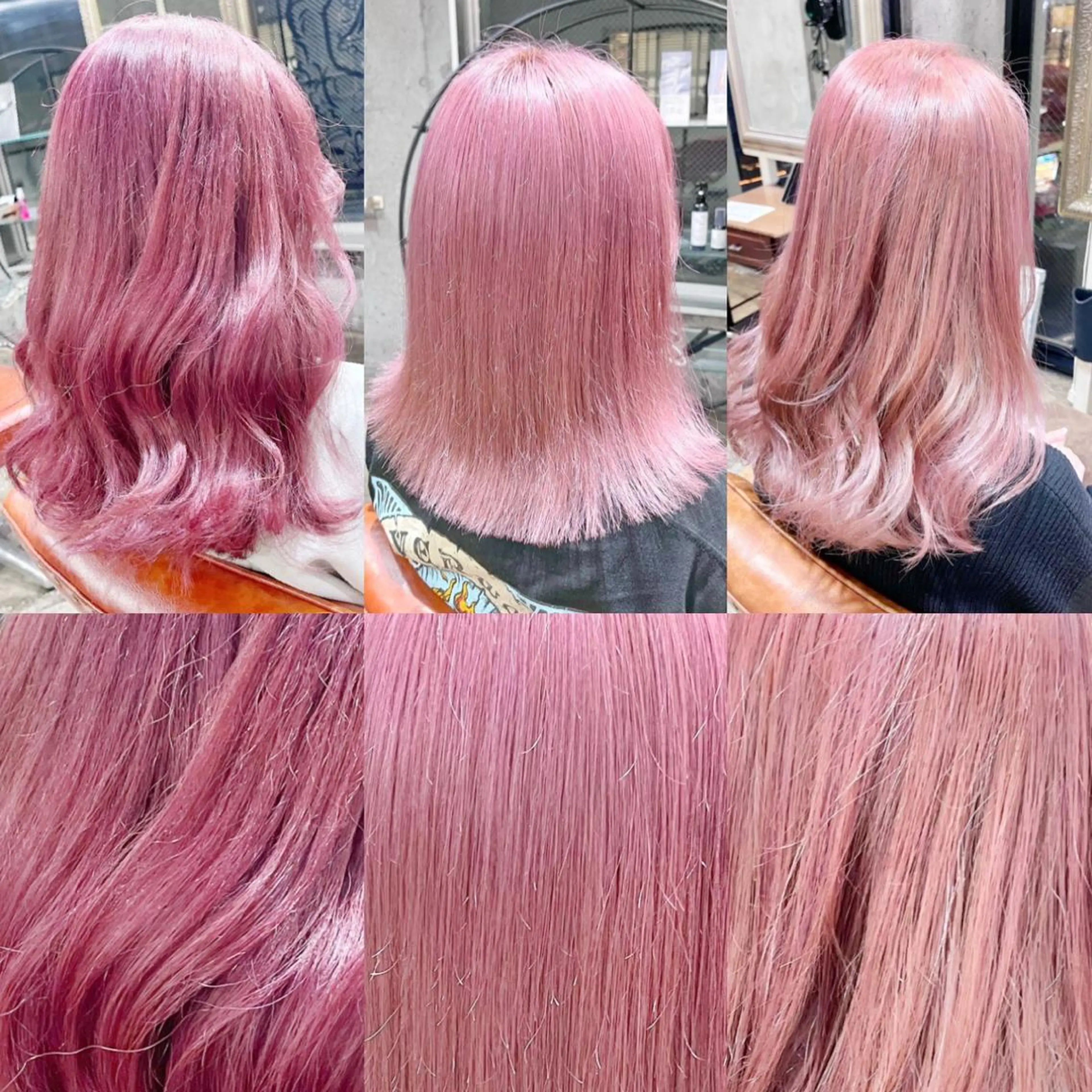 セミロング カラー ヘアアレンジ ブリーチ ヘアカラー ピンクカラー🩷 ヘアセットＮＯ.1のヘアスタイル