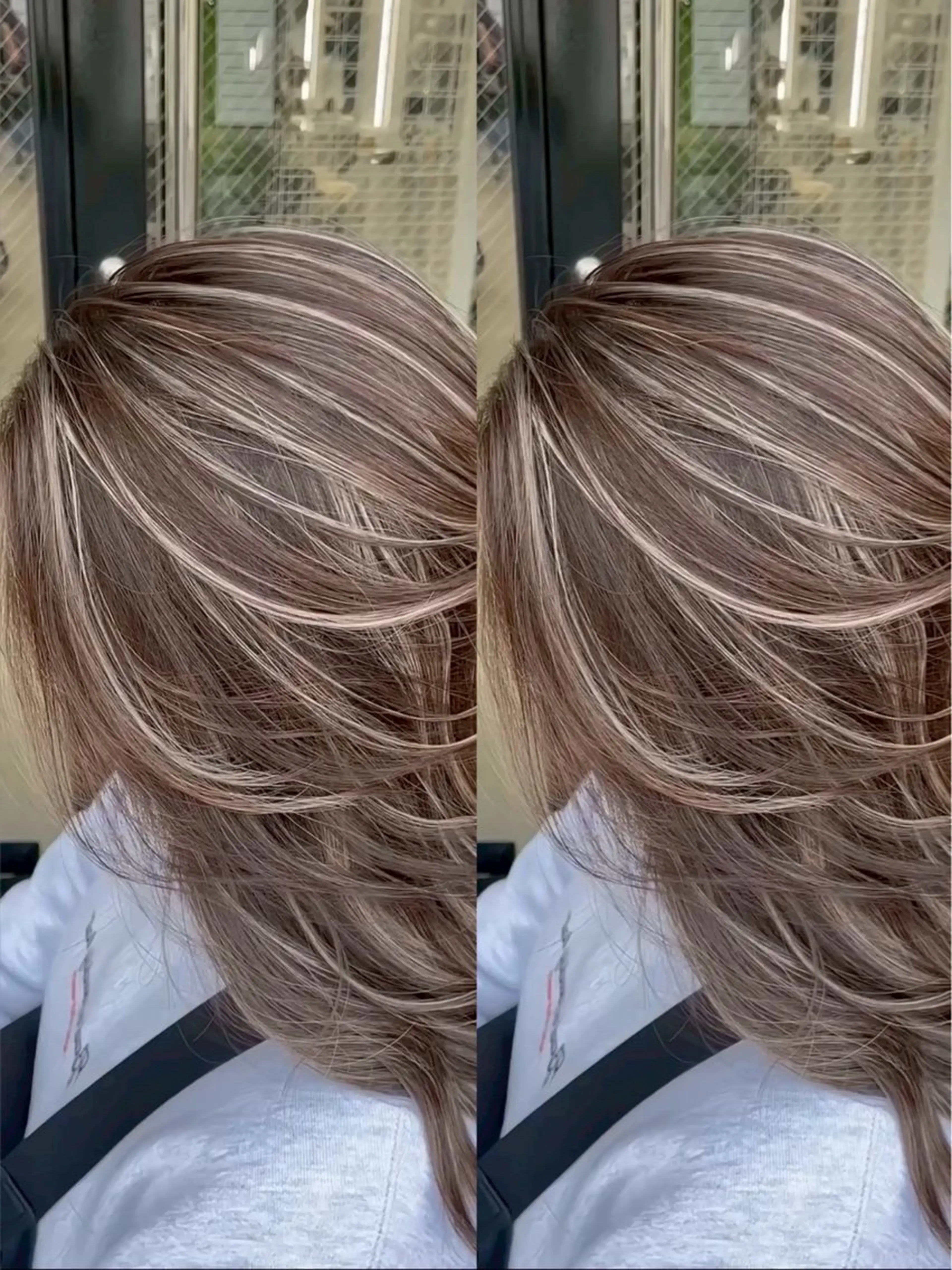 ロング カラー ベージュカラー グレージュ ハイライトカラー ハイトーンカラー ハイライト ヘアカラー 🌊海外ハイライト リタッチ/グレー系のヘアスタイル
