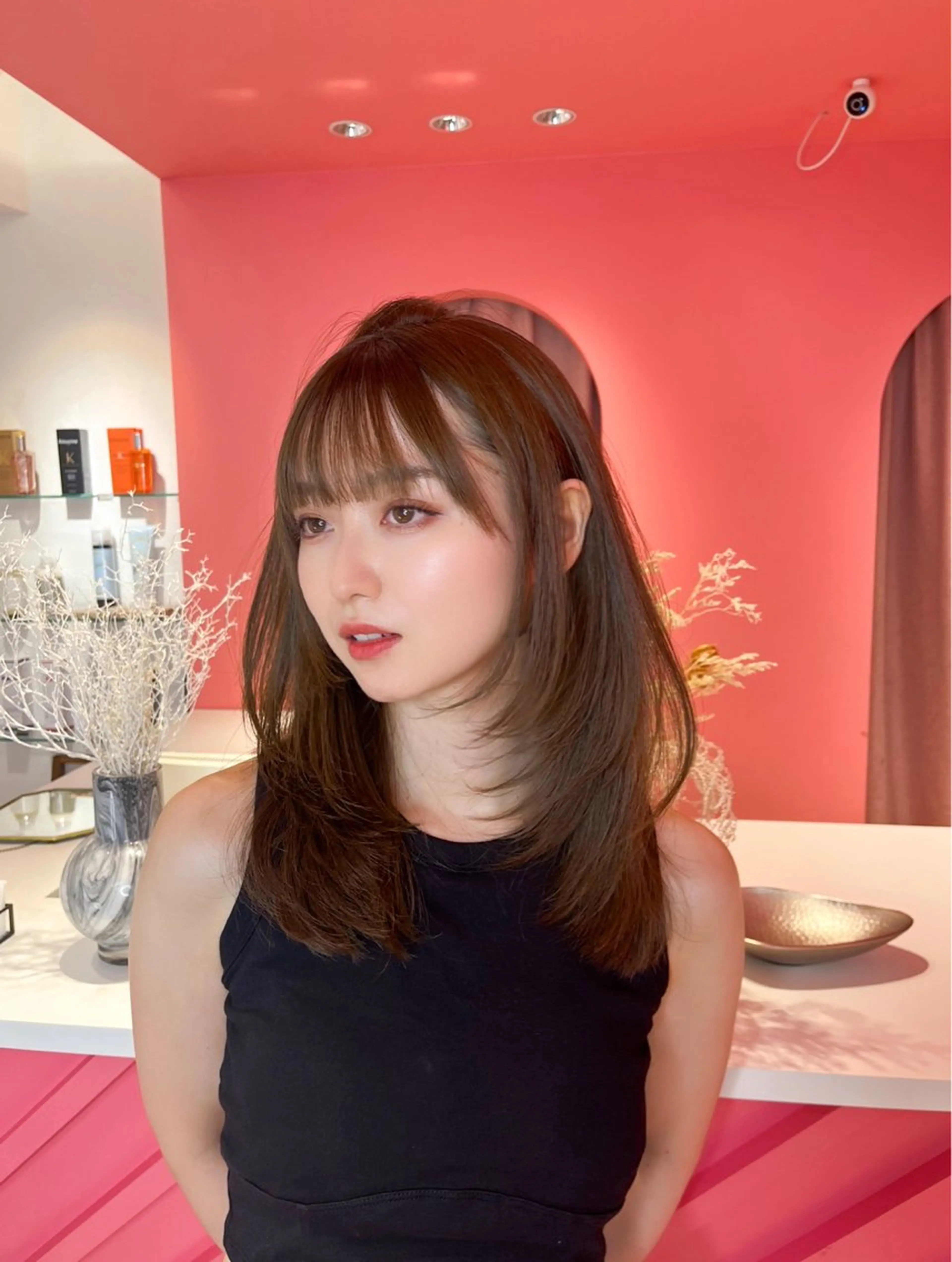 ミディアム カラー 山崎/ボブ縮毛矯正 レイヤー髪質改善のヘアスタイル