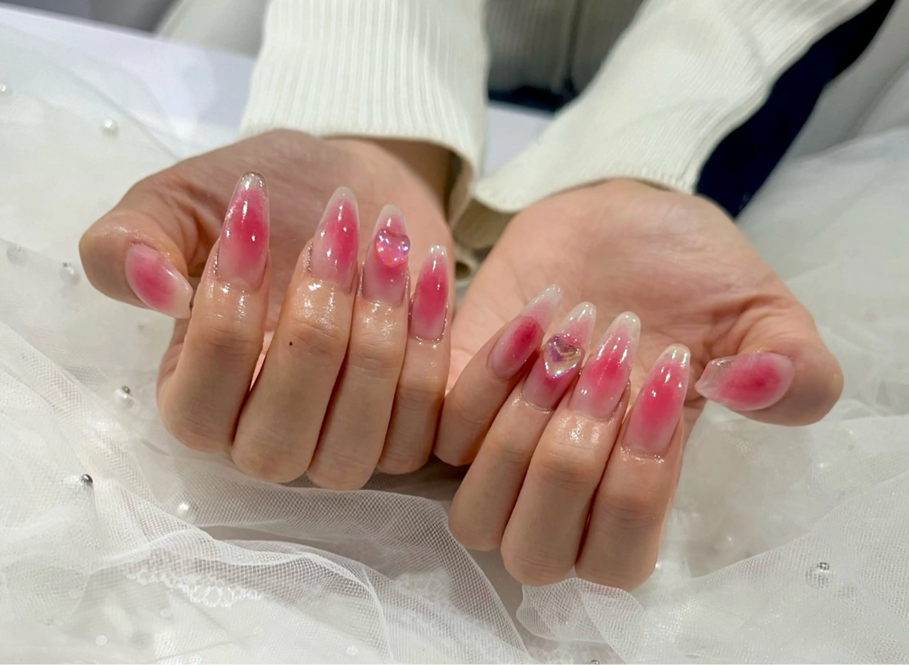 ネイル チークネイル ロングネイル ワンカラーネイル Nail salon Cielel⟡Ayaのネイルデザイン