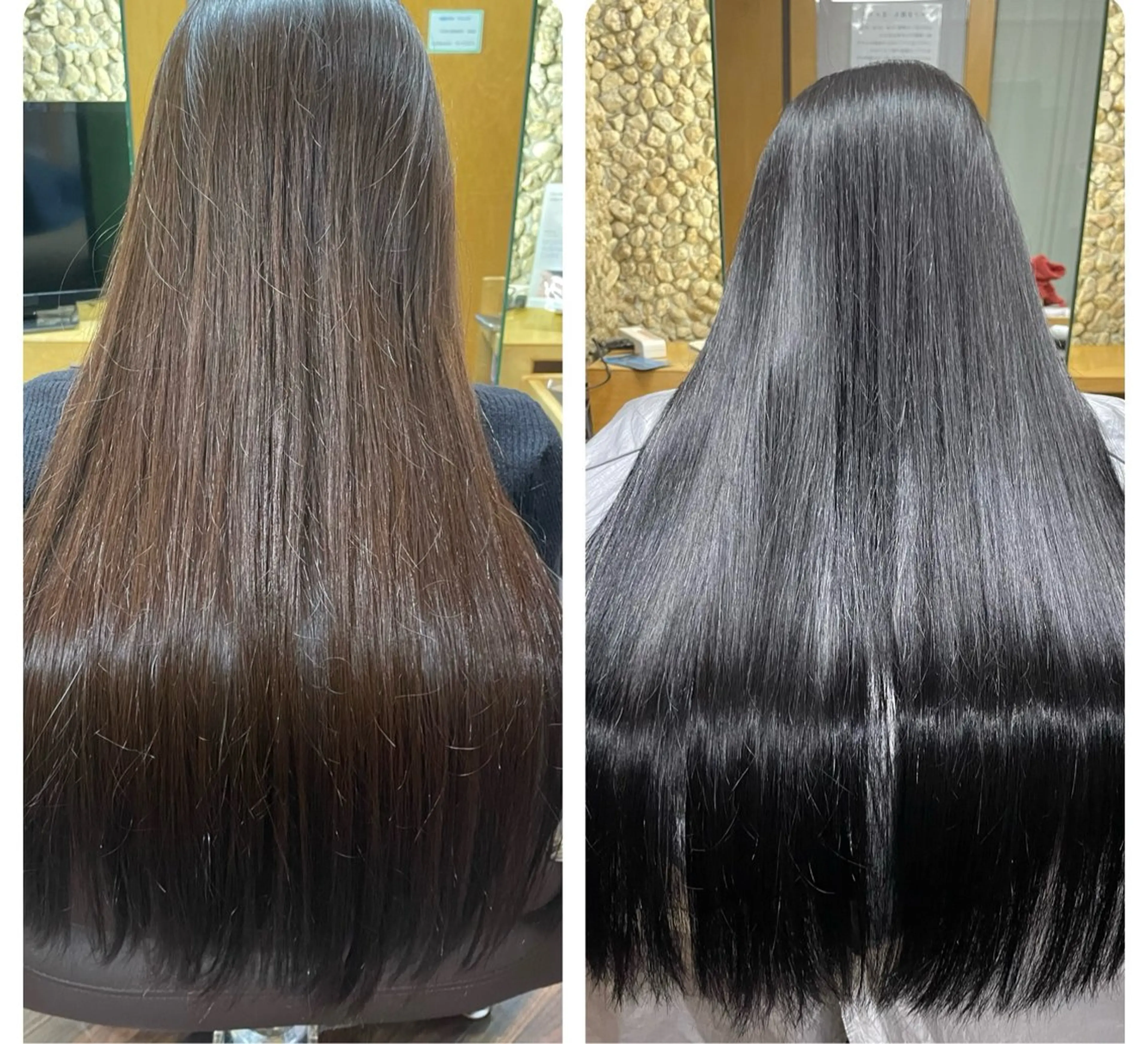 ロング カラー 黒髪 ブルーカラー katae sayoriのヘアスタイル