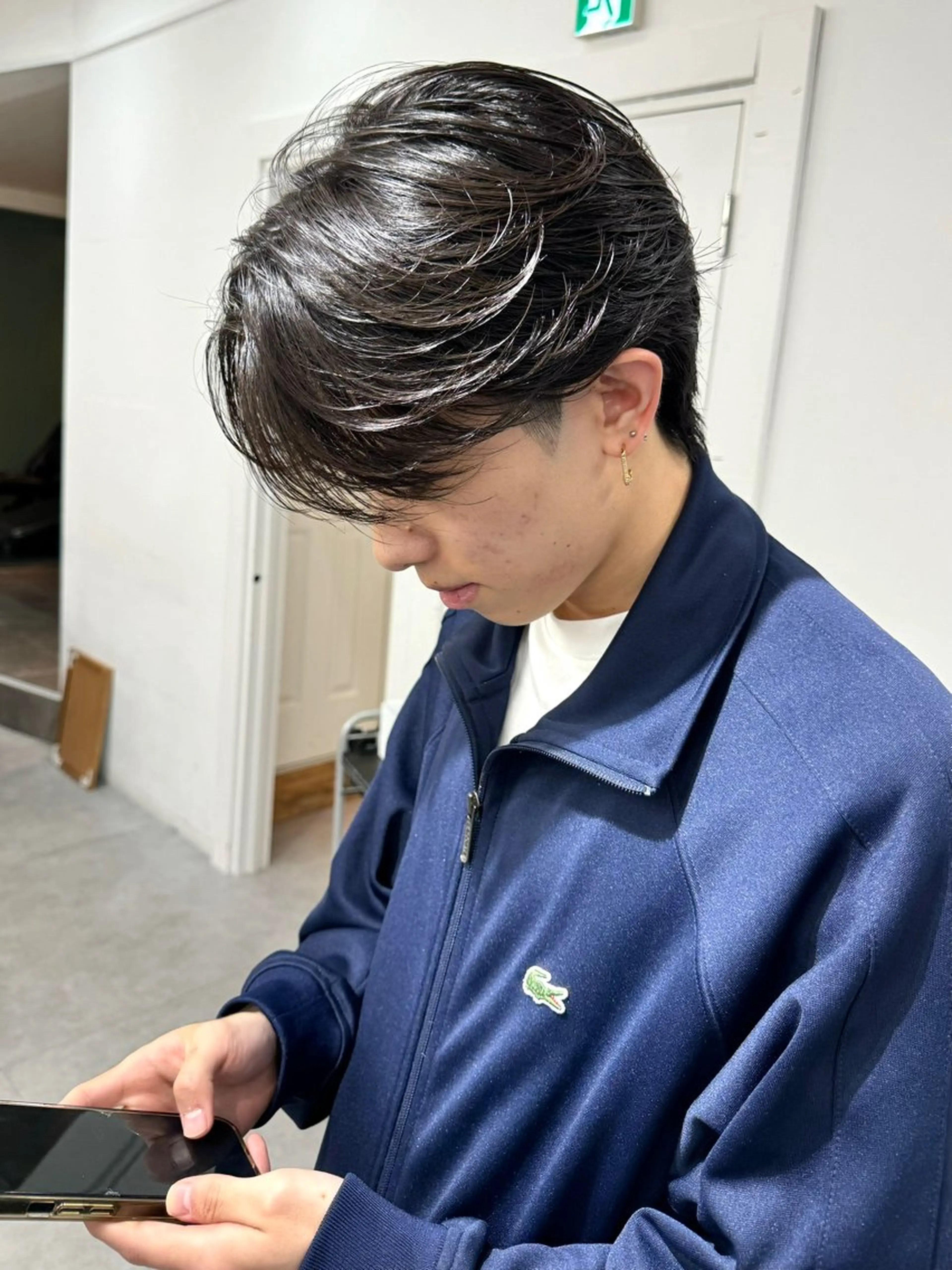 パーマ メンズ センターパート フェザーパーマ メンズパーマ ニュアンスパーマ カット パーマ トリートメント シャドウパーマ/ 波巻パーマYu-Kiのヘアスタイル