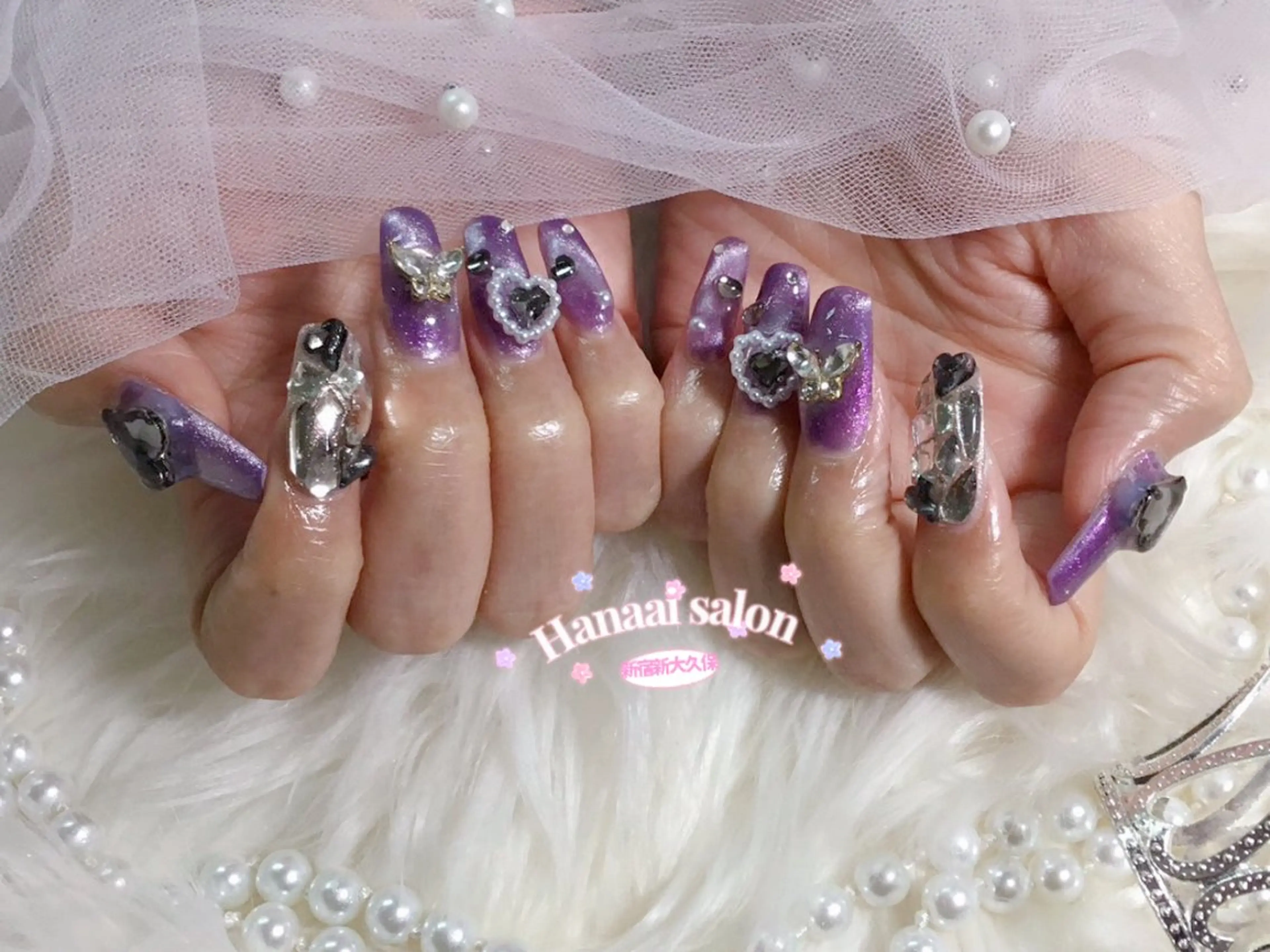 セミロング ハンドネイル Hanaai Salon新大久保店のネイルデザイン