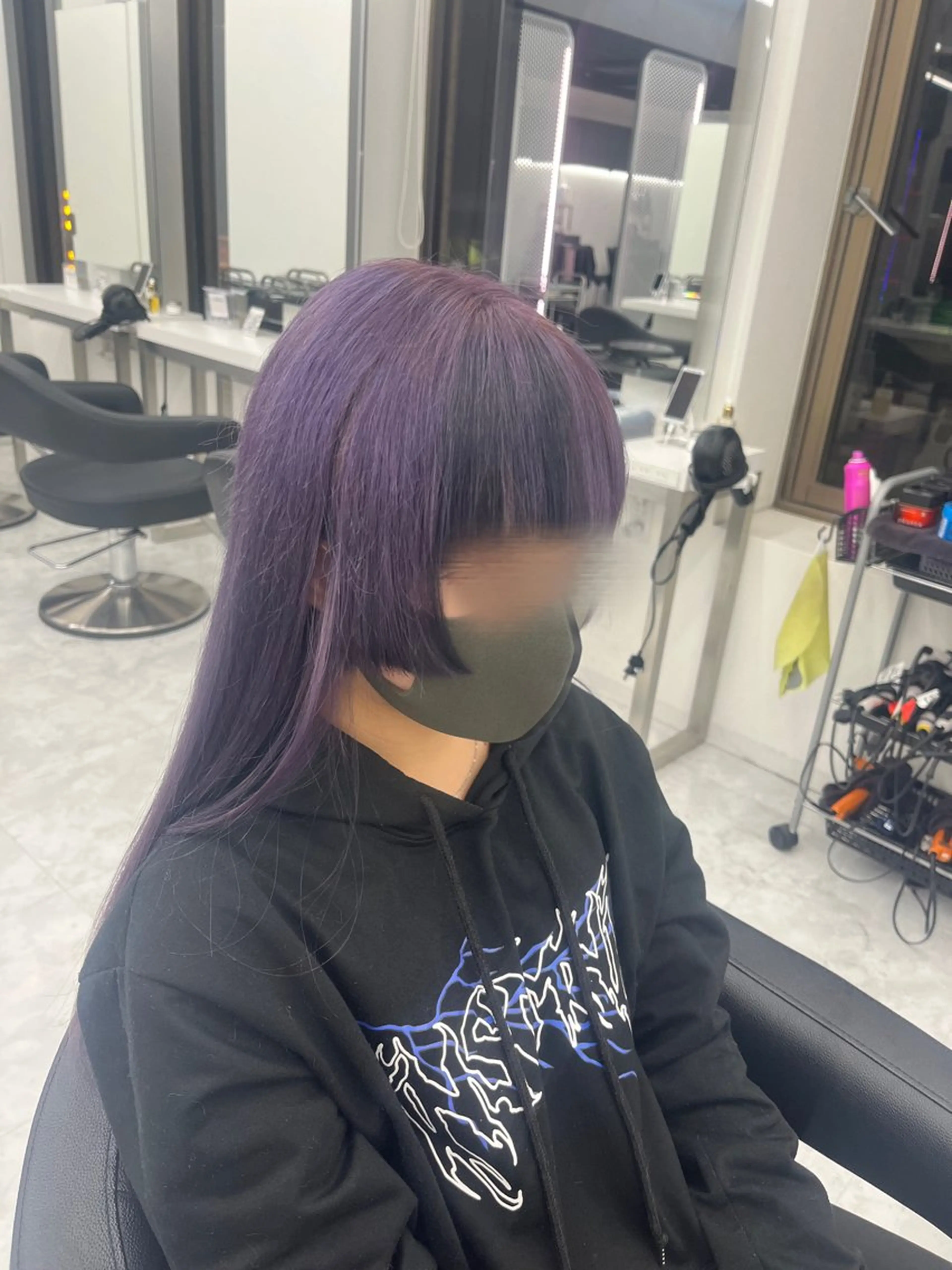 ロング カラー 黒髪 ブルーカラー ブルーブラック バイオレットカラー ヘアカラー 💖トレンド夏 カラー💖FUTAのヘアスタイル