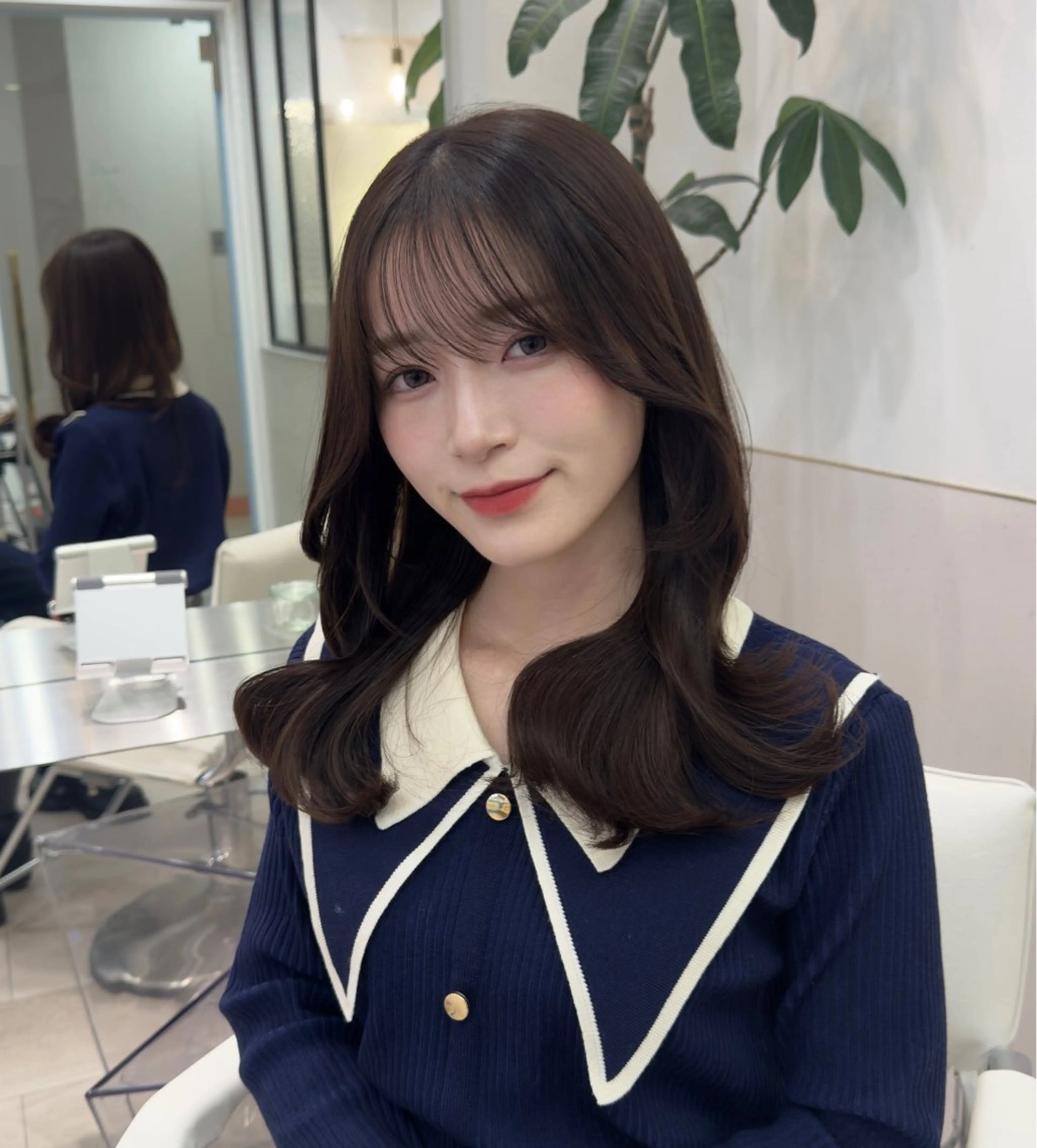 ロング カラー ブラウンカラー 透明感カラー くびれヘア レイヤーカット カット ヘアカラー 韓国/ワンホン/新宿 レイヤー/リョウヤのヘアスタイル