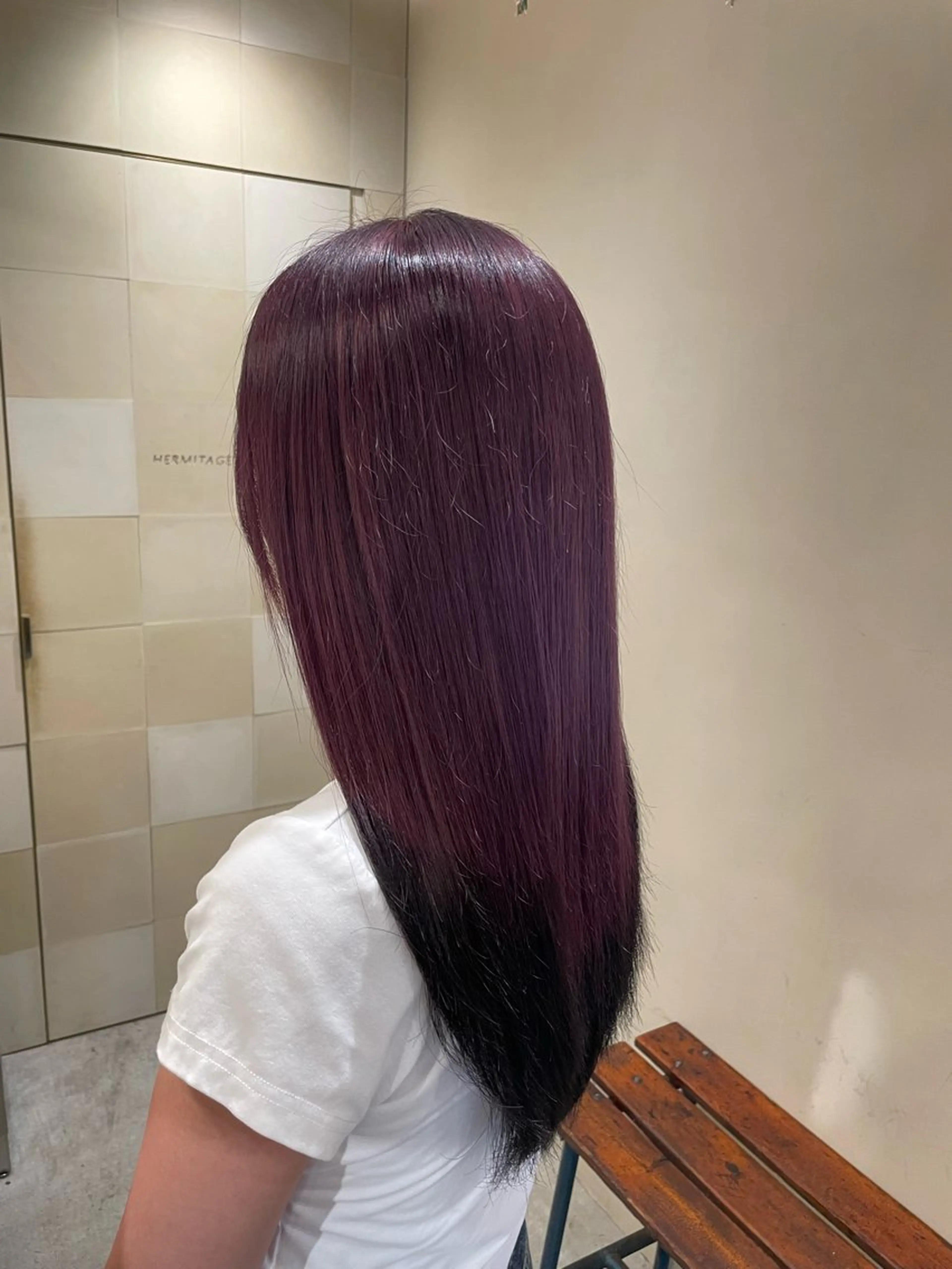 ロング カラー 黒髪 パープルカラー ヘアカラー トリートメント HERMITAGE/ chihiroのヘアスタイル