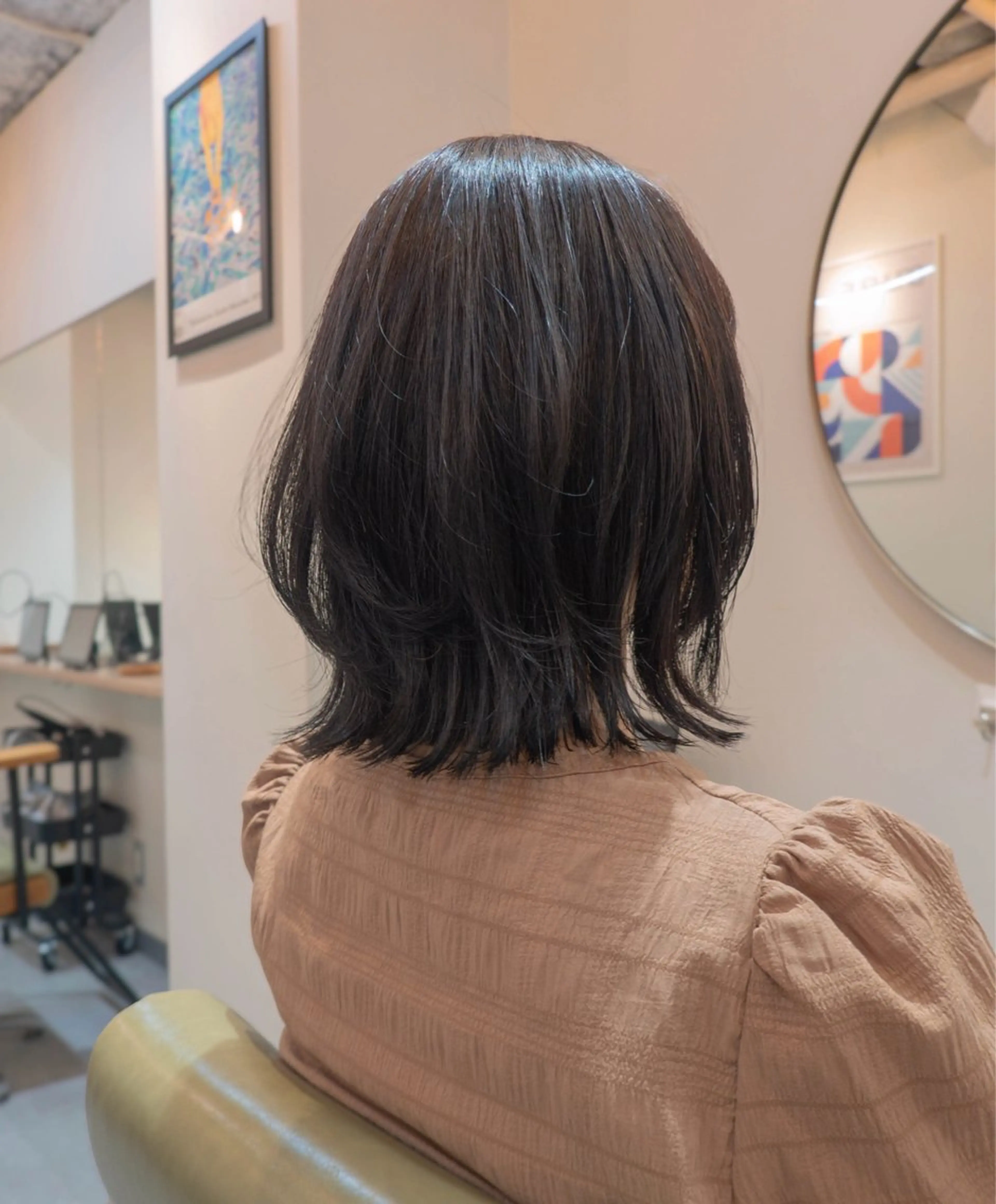 ミディアム ボブレイヤー ボブ レイヤーカット カット ヘアカラー 韓国レイヤー 🎀片山 ゆき🎀のヘアスタイル