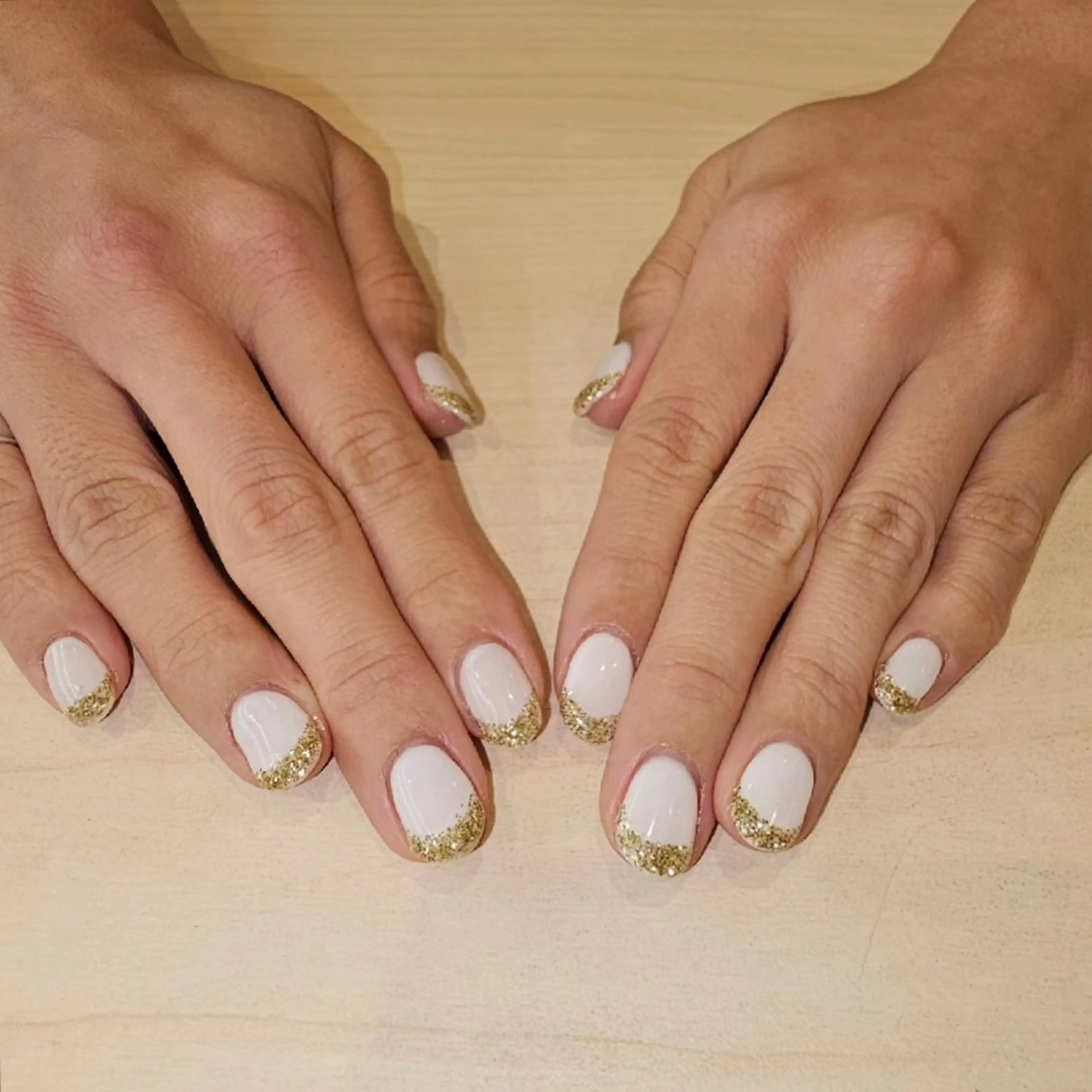 ネイル フレンチネイル ゴールド ラメ(グリッター) J ♡nailのネイルデザイン
