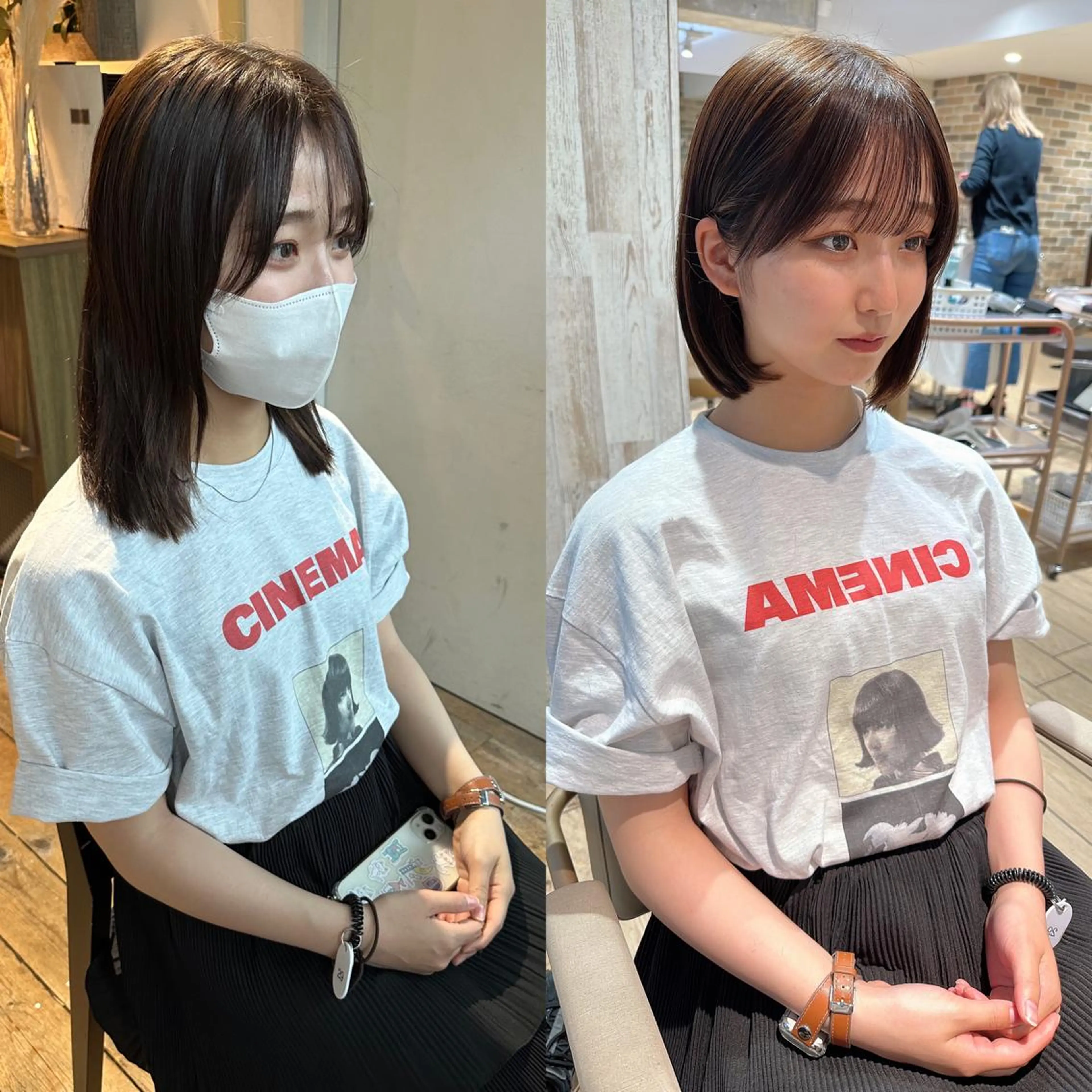 ミディアム 切りっぱなしボブ ショートボブ ボブ くびれヘア タンバルモリ カット ヘアカラー トリートメント 市原 大翼のヘアスタイル