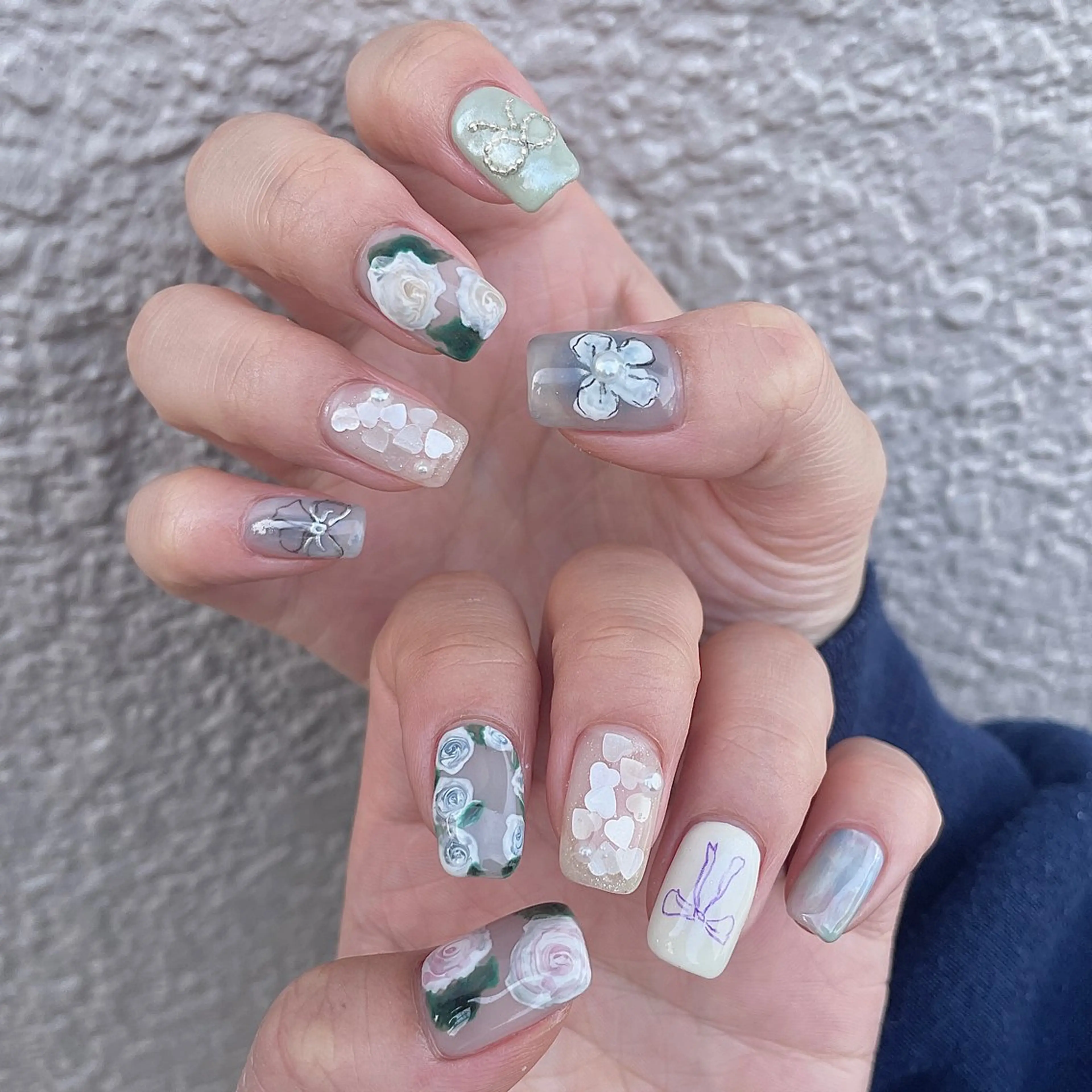 ネイル ハート 韓国ネイル ニュアンスネイル リボン 春ネイル ハンドネイル acs.n所属・ネイル,耳つぼ 風間すみれのその他イメージ