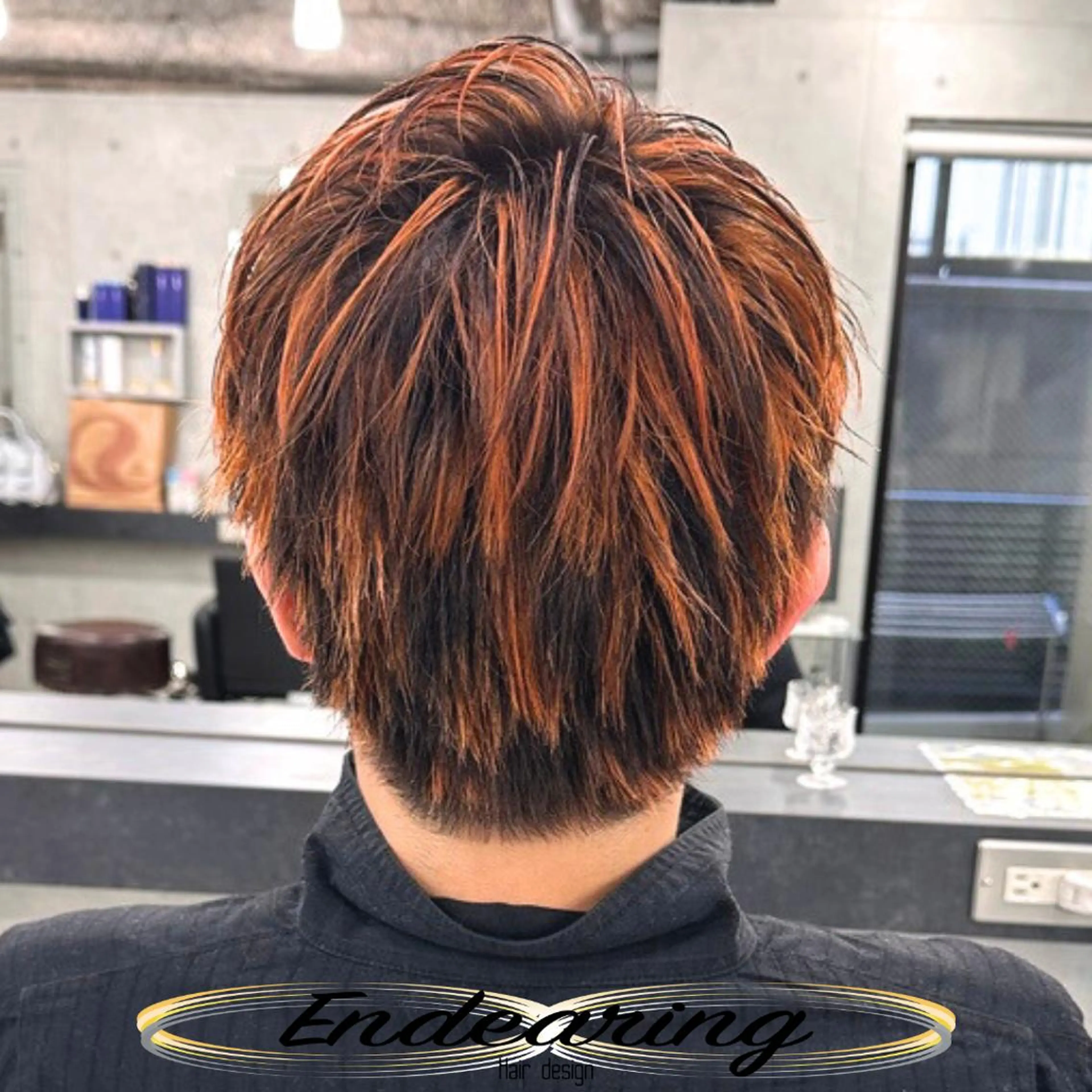 カラー ダブルカラー ハイライトカラー メッシュ オレンジ カット ヘアカラー トリートメント Endearing 銀座/レイヤーカットのヘアスタイル