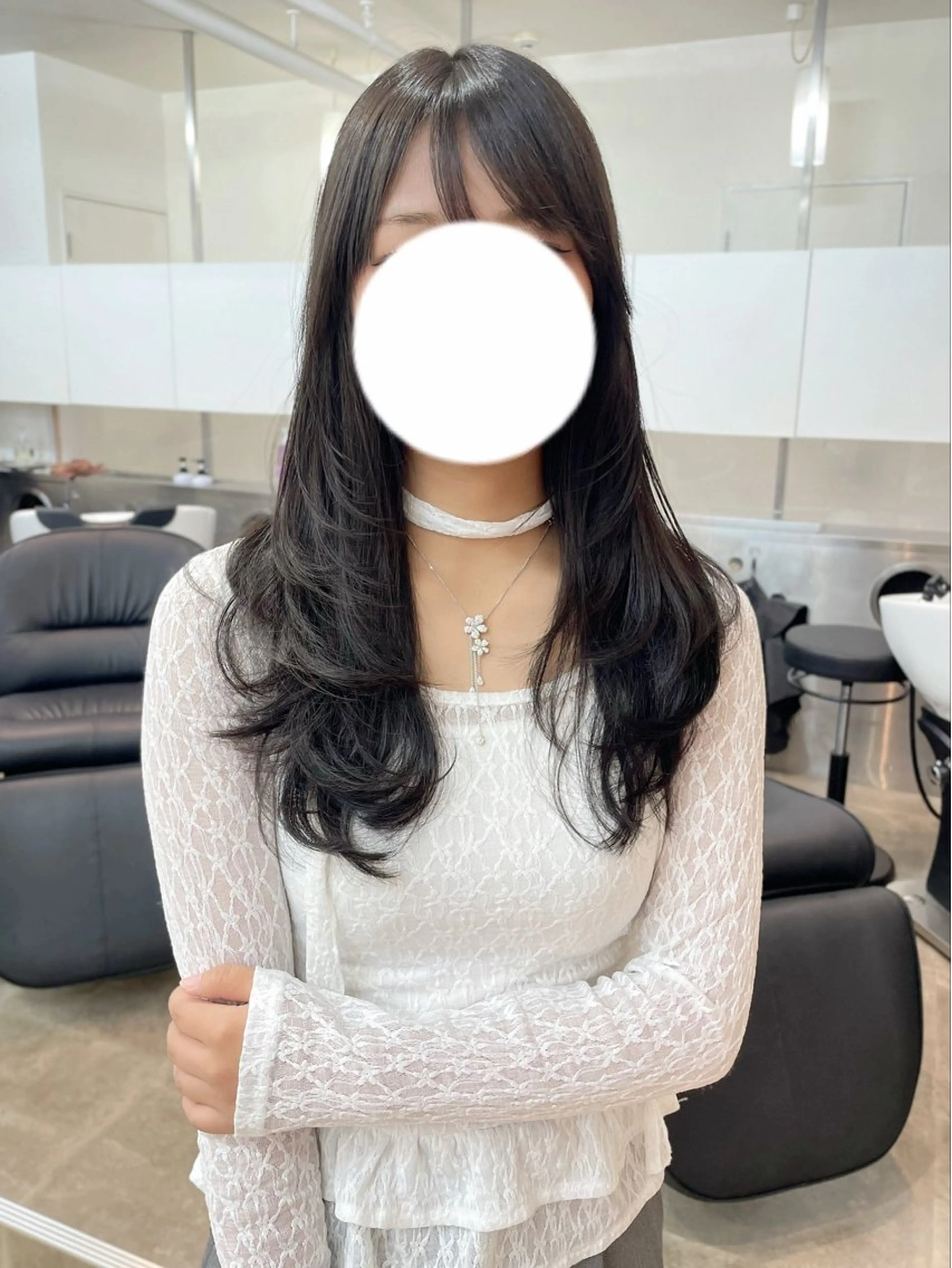 ロング カラー ヘアアレンジ カット ヘアカラー トリートメント 韓国風/レイヤー/ 長谷七海のヘアスタイル