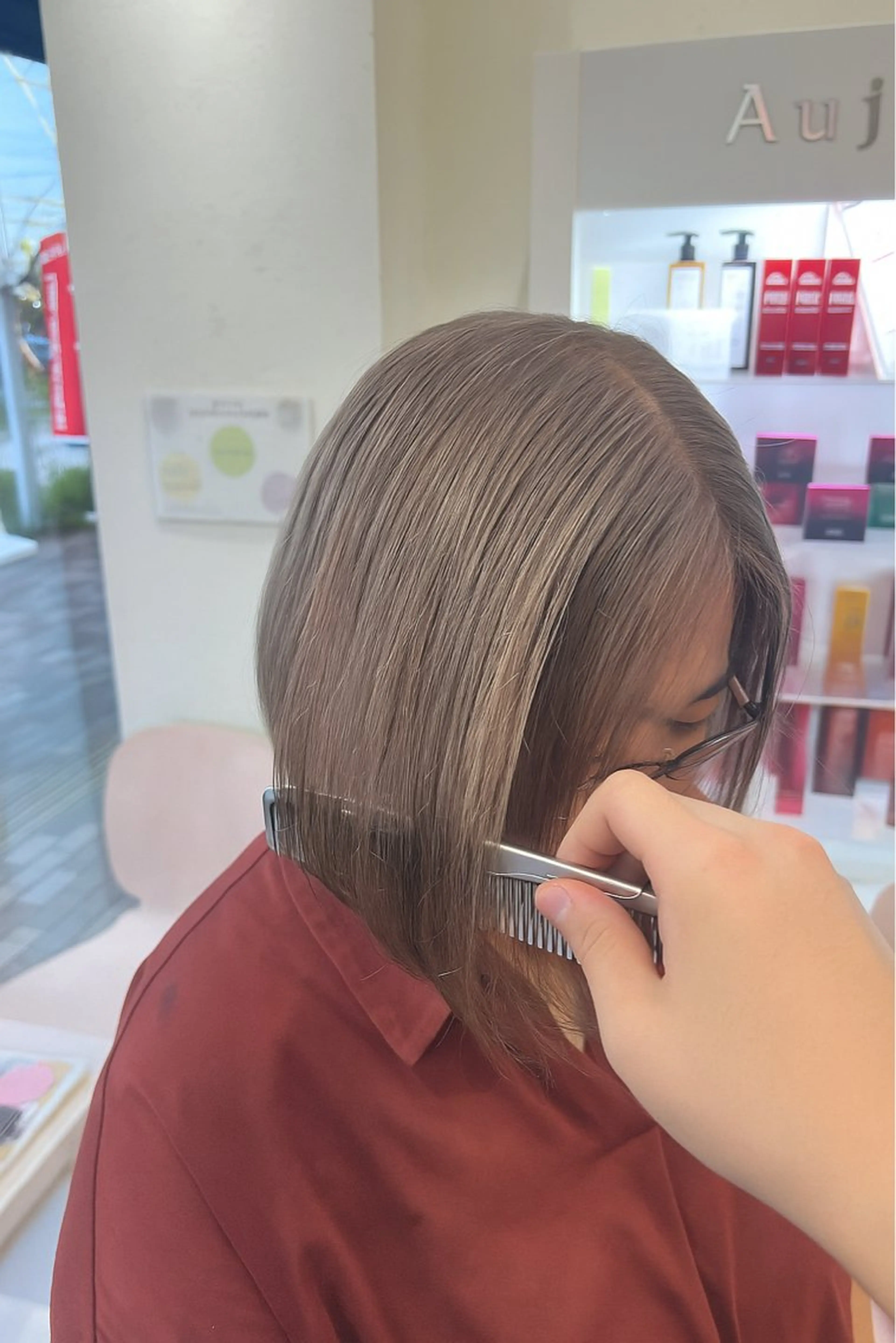 ミディアム カラー ヘアカラー トリートメント 太白区白髪ぼかし/ ボブカット/千葉達人のヘアスタイル