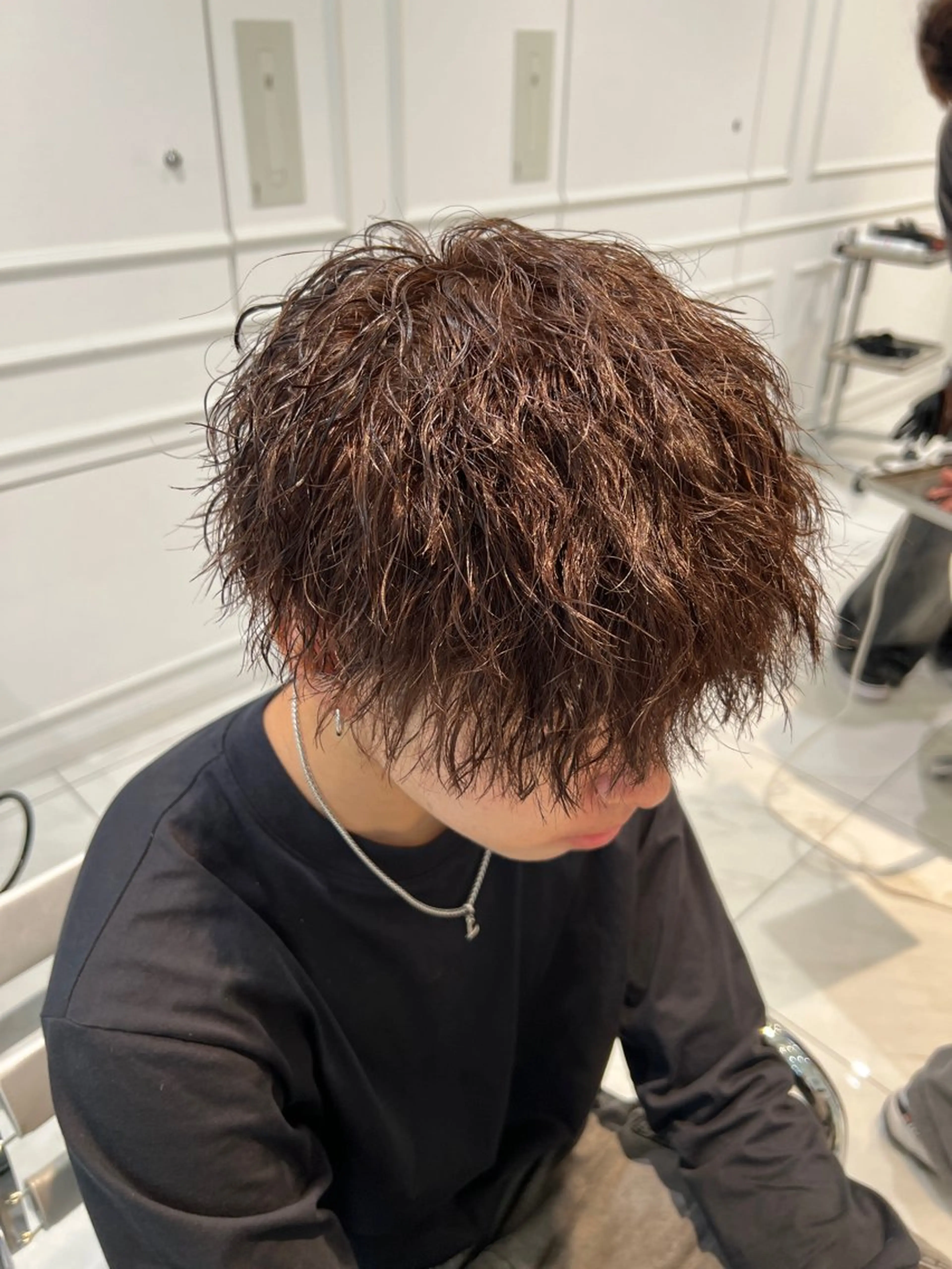 ミディアム カット パーマ 若白髪ボカシ/パーマ 藤川時也のヘアスタイル