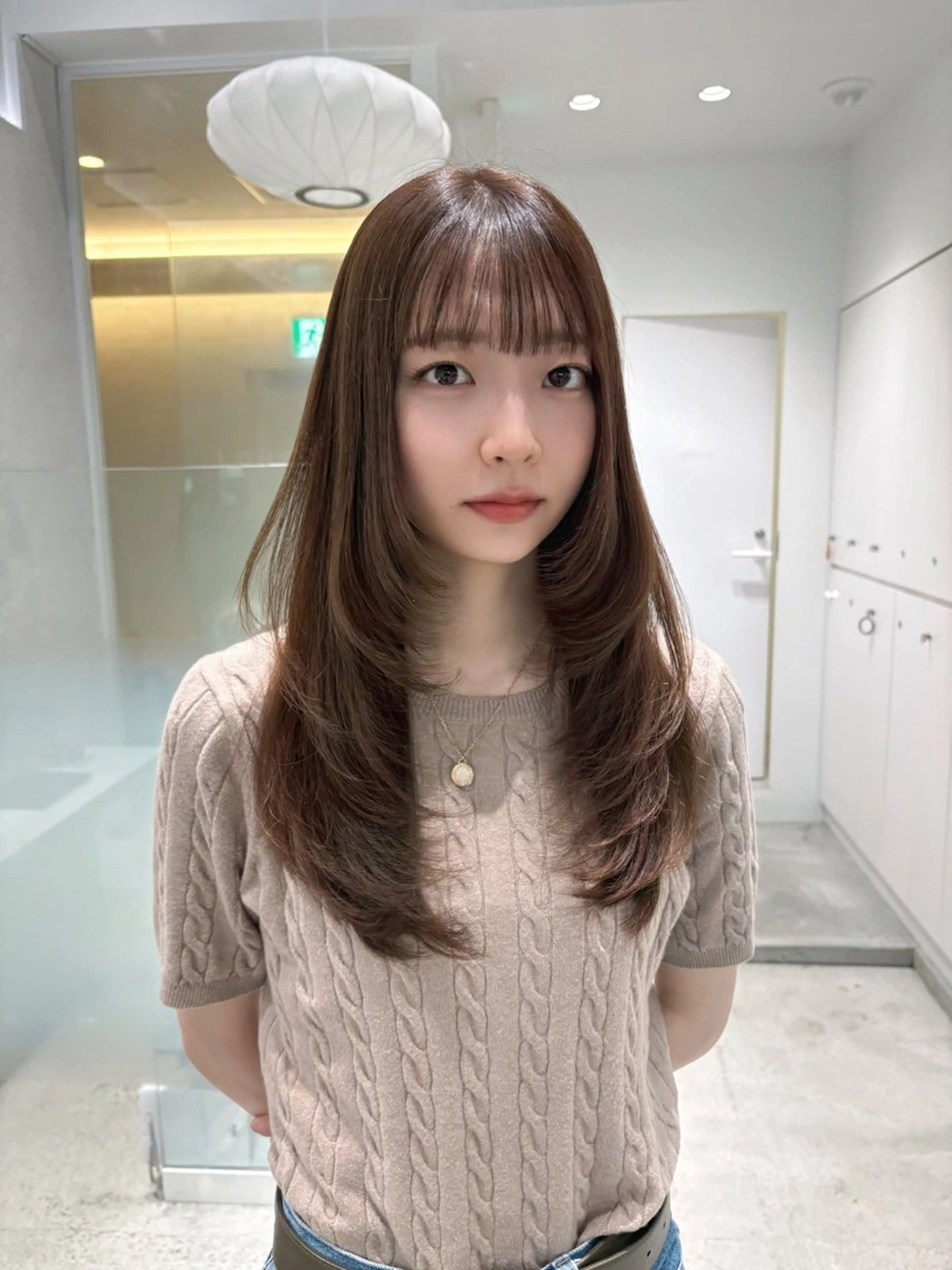 ロング カラー カット ヘアカラー 🎀優姫 🎀  韓国レイヤーのヘアスタイル