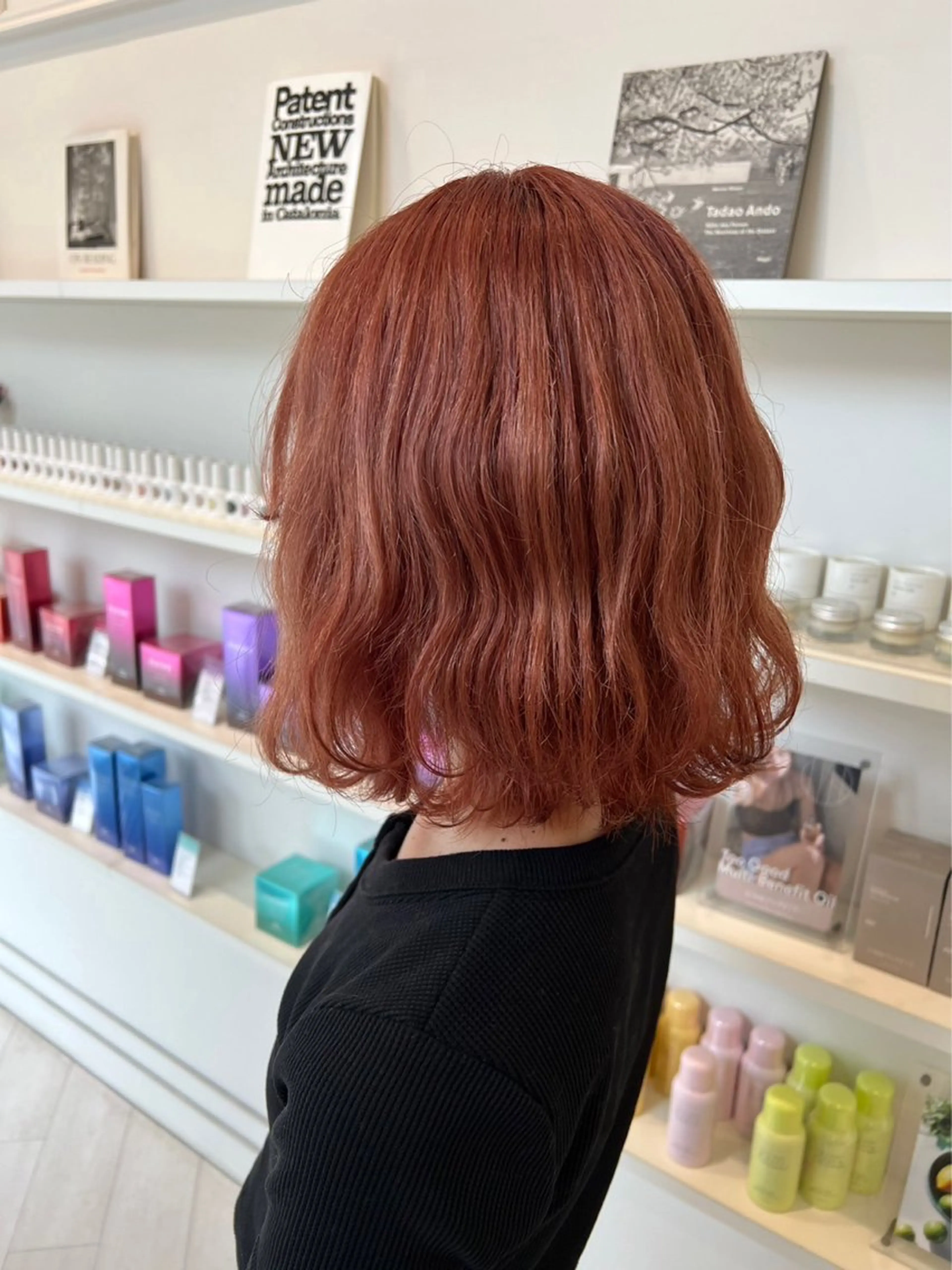 ミディアム カラー ダブルカラー オレンジピンク ParveMix いしいまお🌼のヘアスタイル