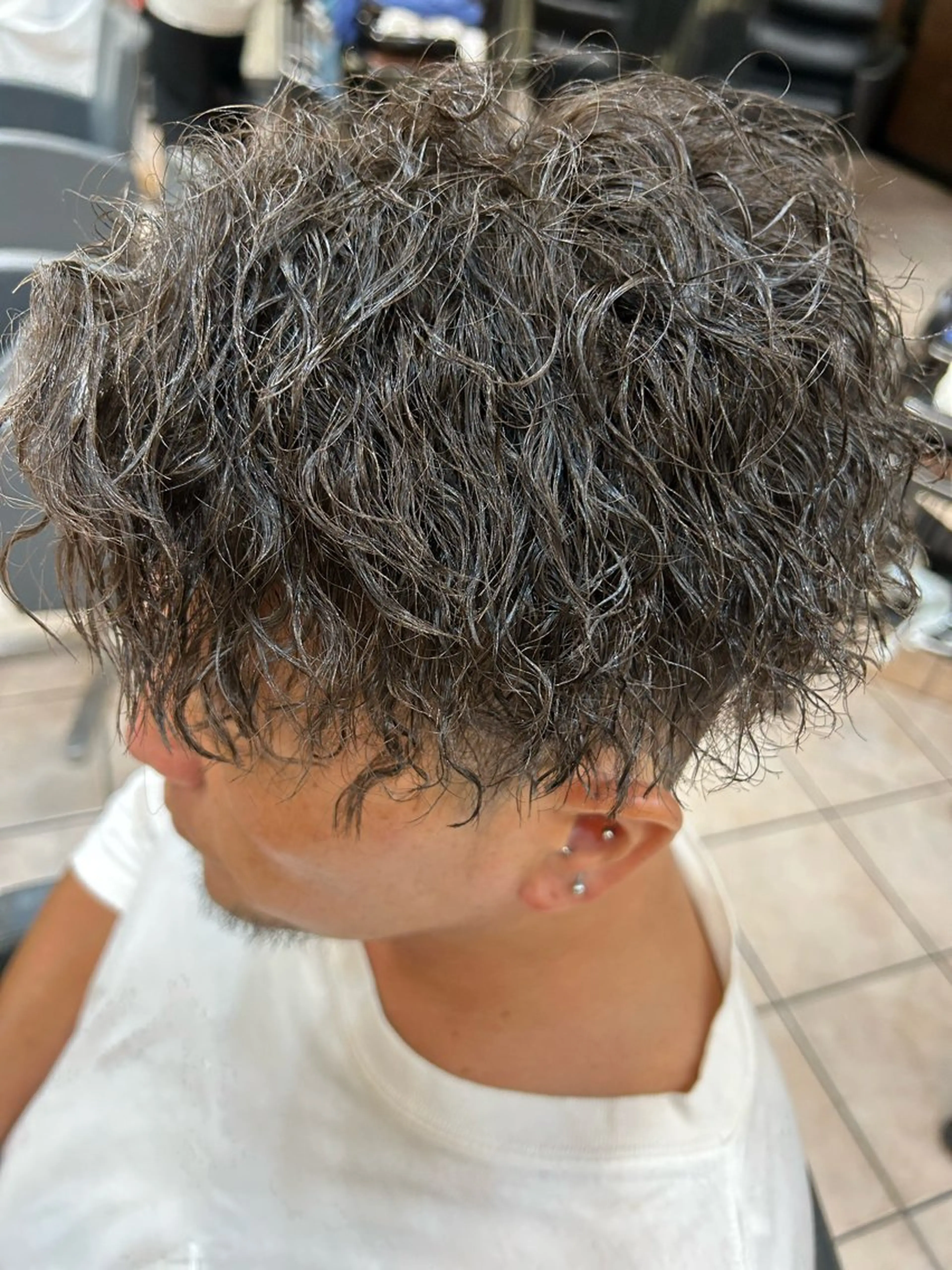 ミディアム パーマ メンズ 大阪/梅田/シャドウ パーマ/ノボリユウタのヘアスタイル