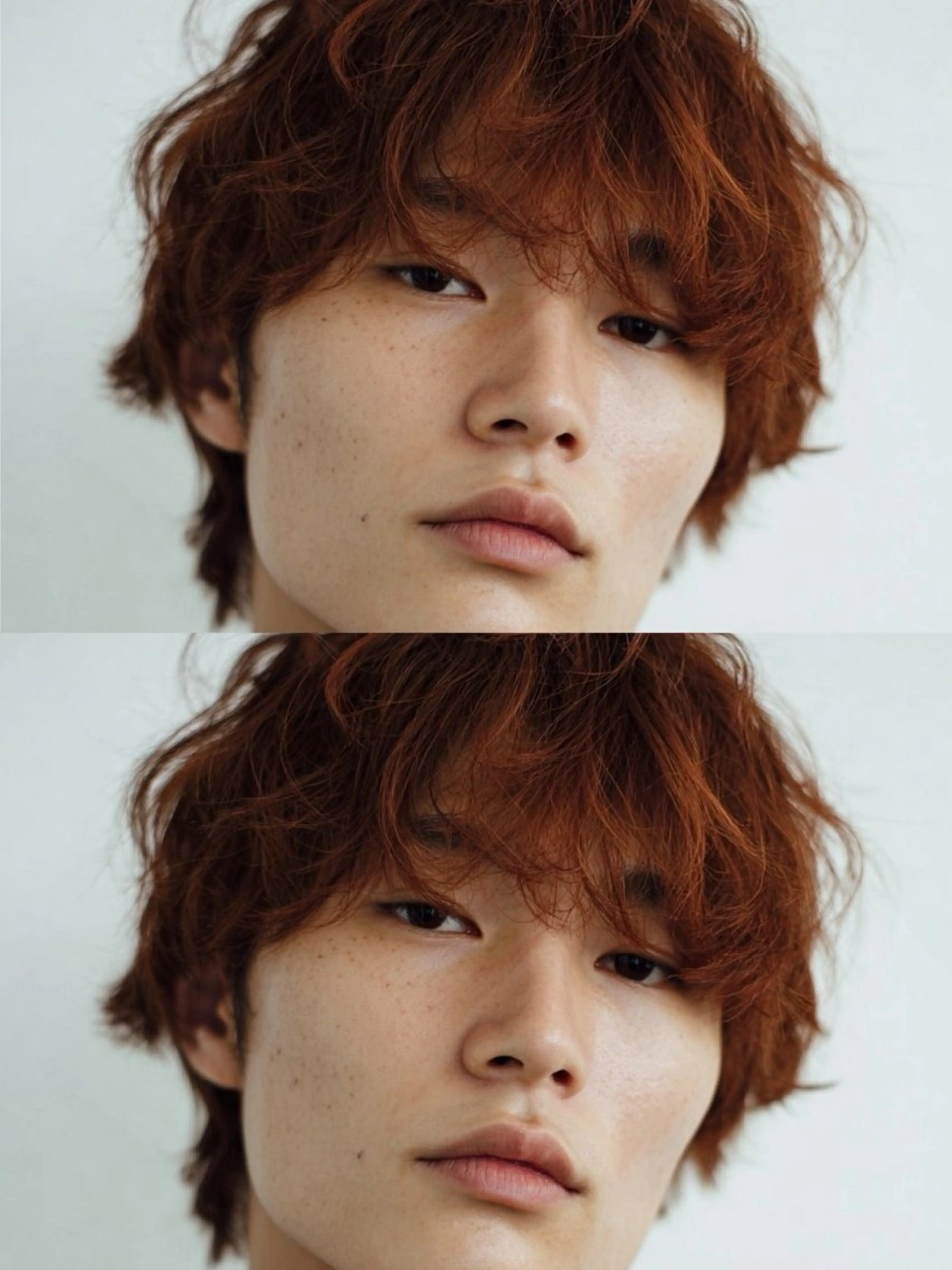 ミディアム カラー パーマ メンズ ミディアムパーマ メンズブリーチ メンズパーマ ブリーチ オレンジ カラーソムリエ/ メンズ特化/ 宮澤蓮のヘアスタイル