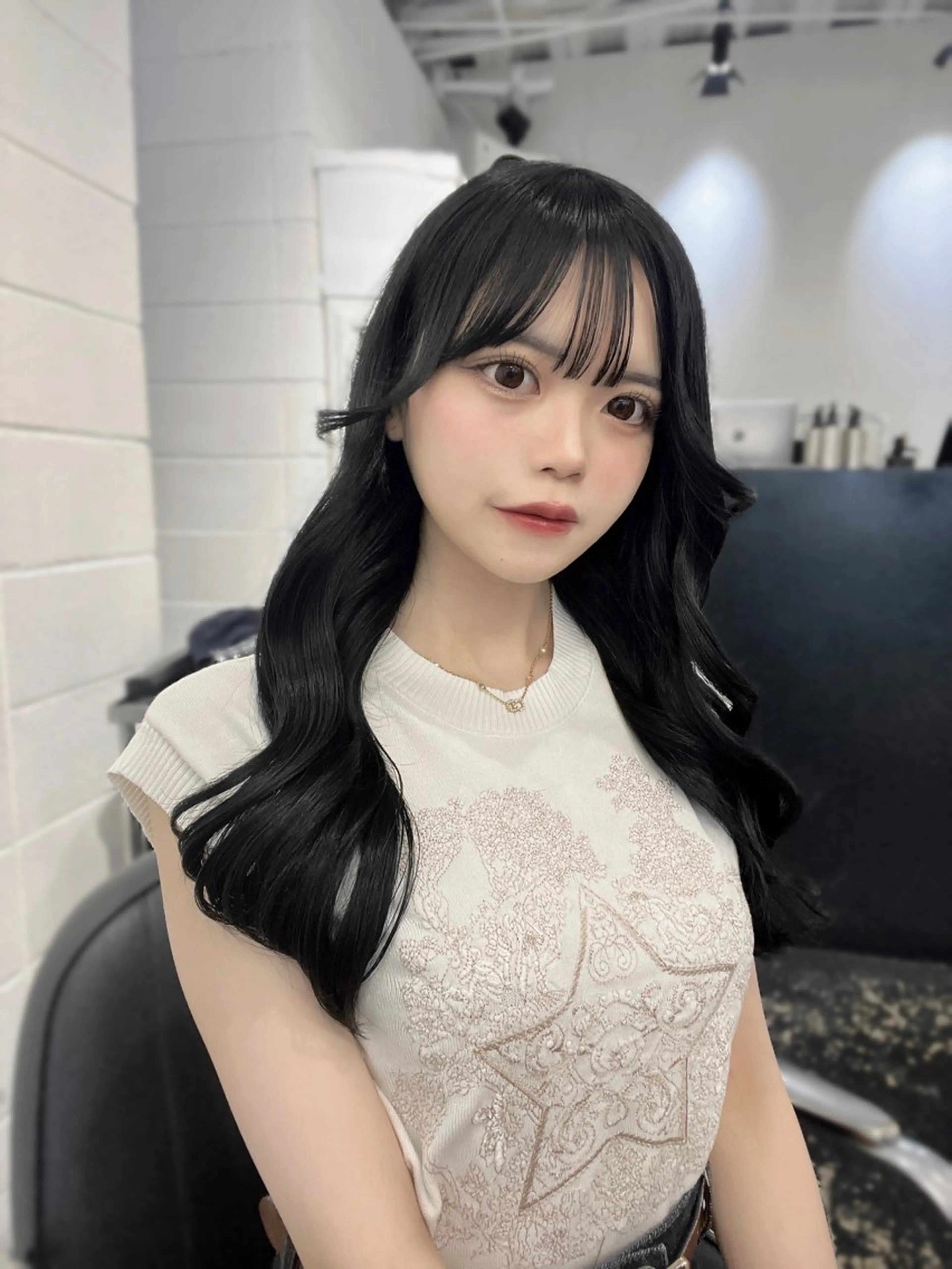 ロング カラー 黒髪 ブルーカラー ブルーブラック ヘアカラー トリートメント 🎀ツヤ髪韓国網紅 ヘアミカ🎀のヘアスタイル