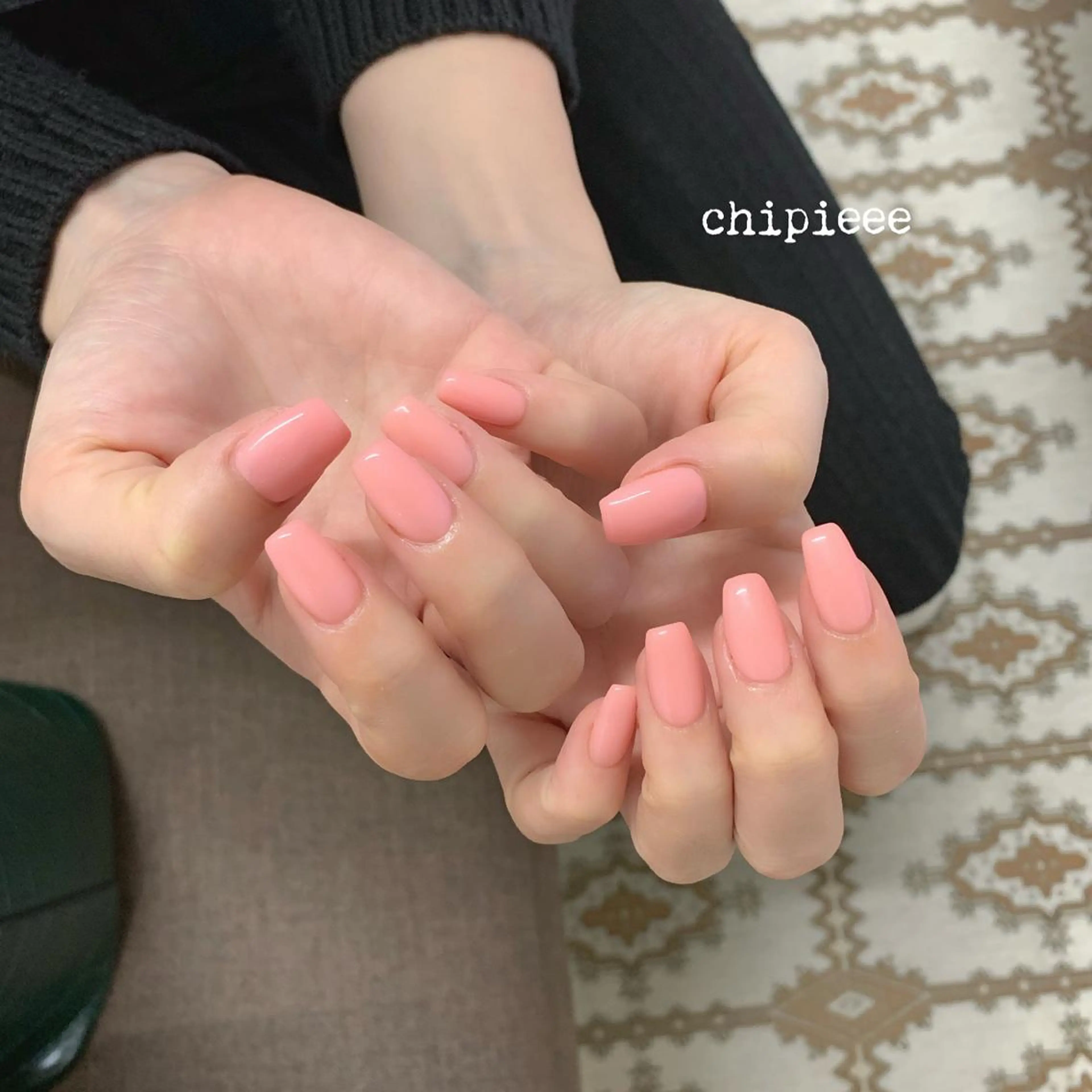 ネイル ワンカラーネイル ピンク スクエアネイル charme所属・. SHIORIのネイルデザイン