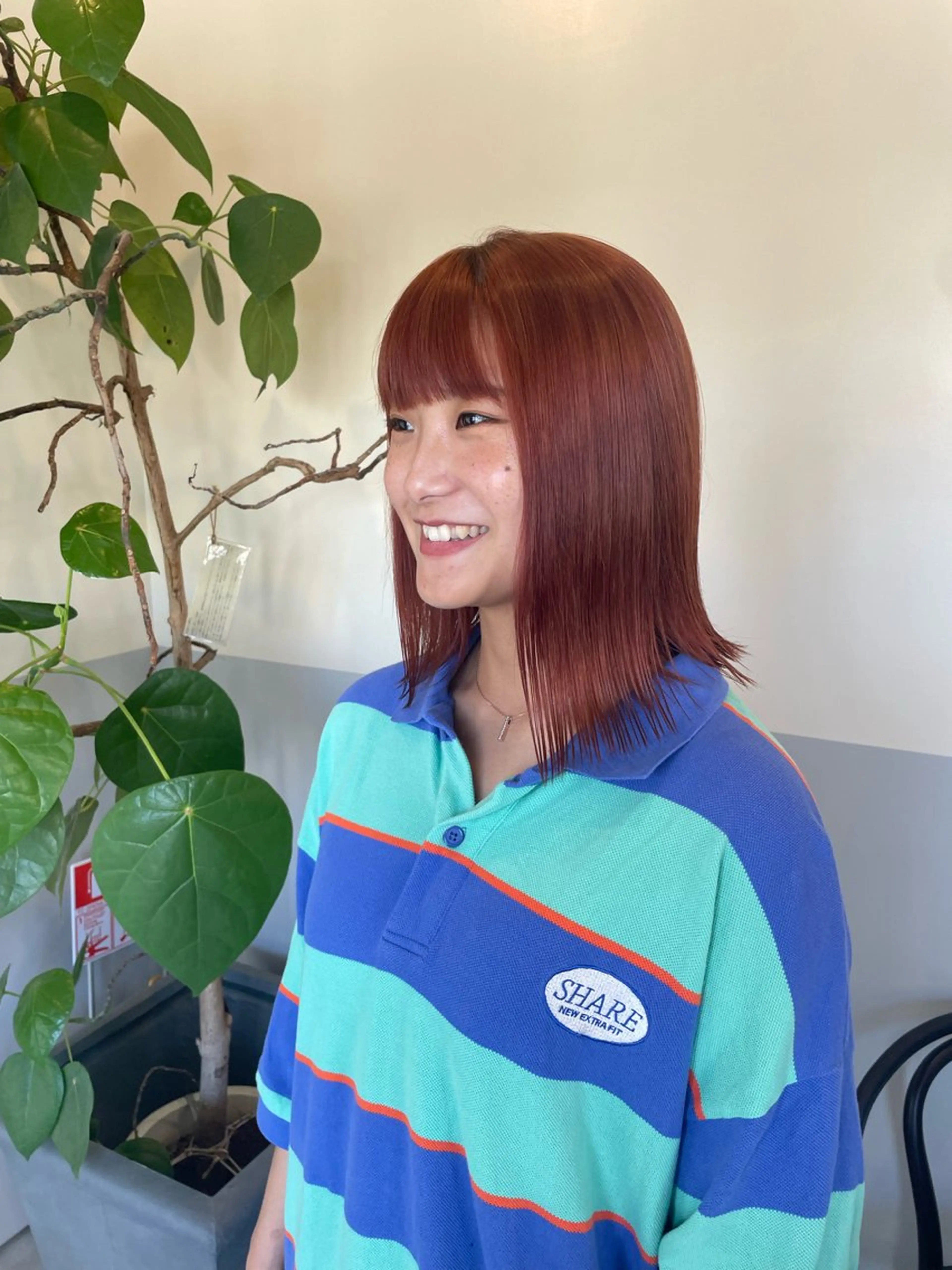 カラー ベージュカラー ブリーチ オレンジ オレンジベージュ basho ノエ.／カットモデルのヘアスタイル