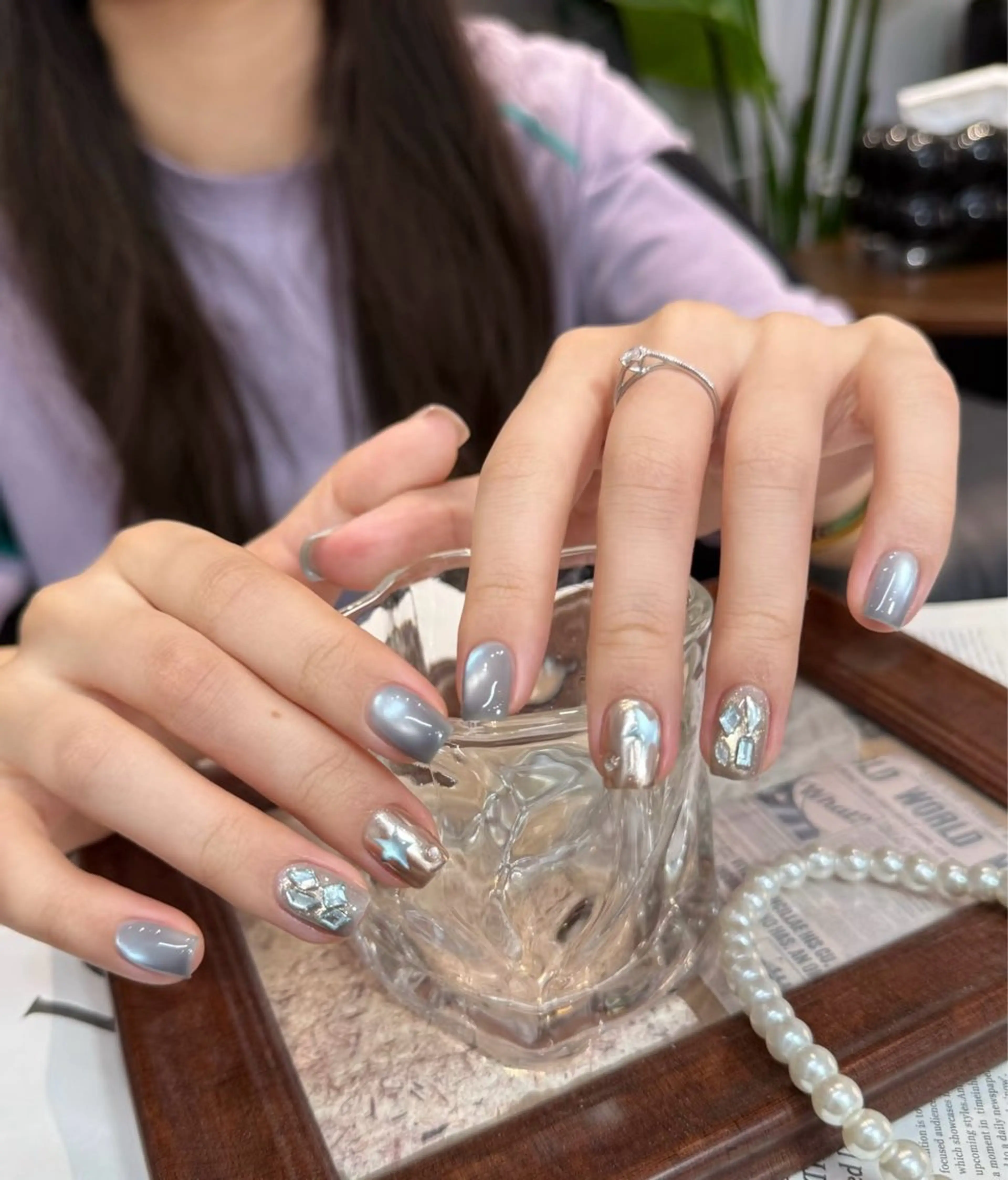 ネイル アートネイル フレンチネイル マグネットネイル ミラーネイル オフィスネイル ハンドネイル Blossom nail【ブラソンネイル】所属・Blossom nail_Yuniのネイルデザイン
