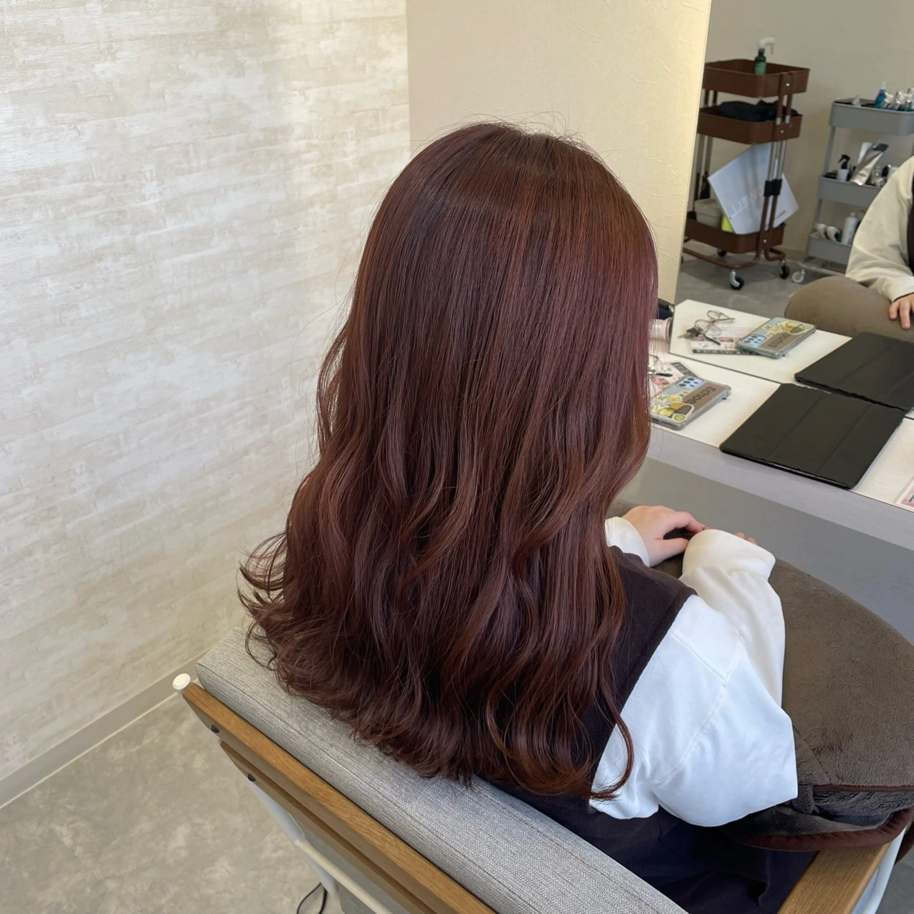 セミロング カラー ブラウンカラー ピンクカラー ピンクブラウン カット ヘアカラー トリートメント 髪質改善&ヘアケア /菊池琉那のヘアスタイル