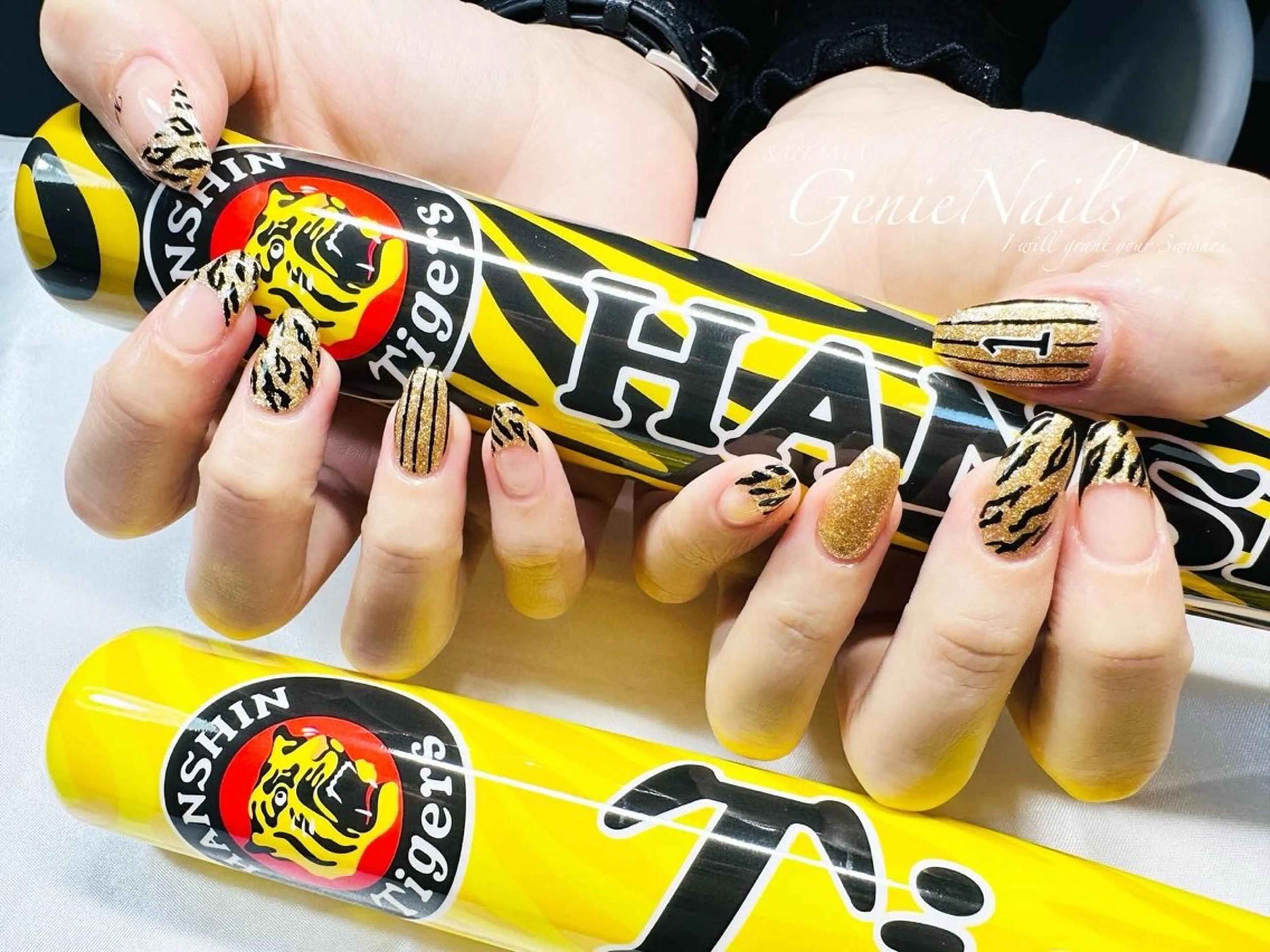 メンズ ネイル アートネイル 長さ出し 氷ネイル・うるうるネイル ロングネイル Genie Nailsのネイルデザイン