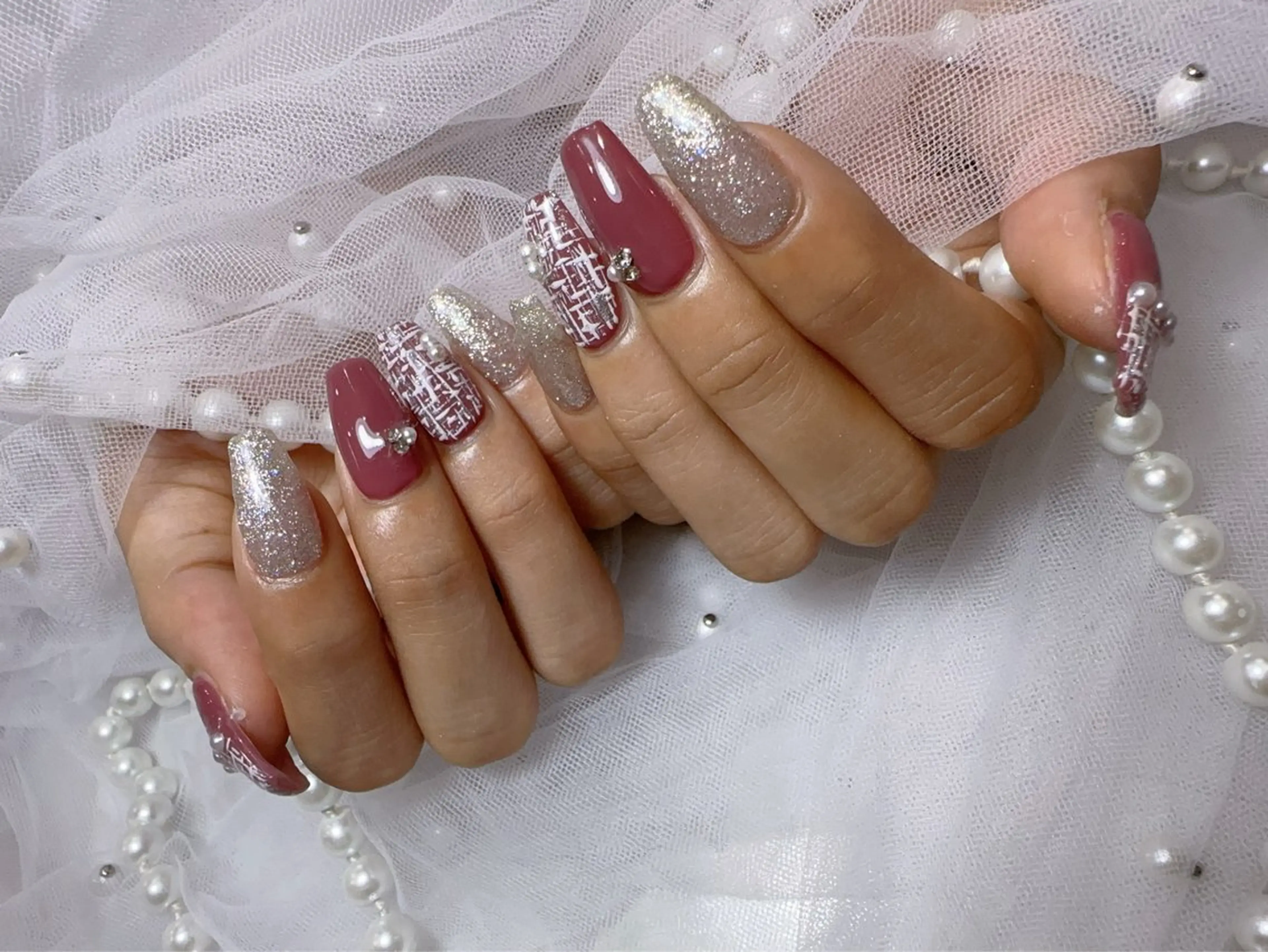 ネイル アートネイル フラッシュネイル フレンチネイル ジェルネイル ガラスフレンチ ハンドネイル You&Me Miyuのネイルデザイン