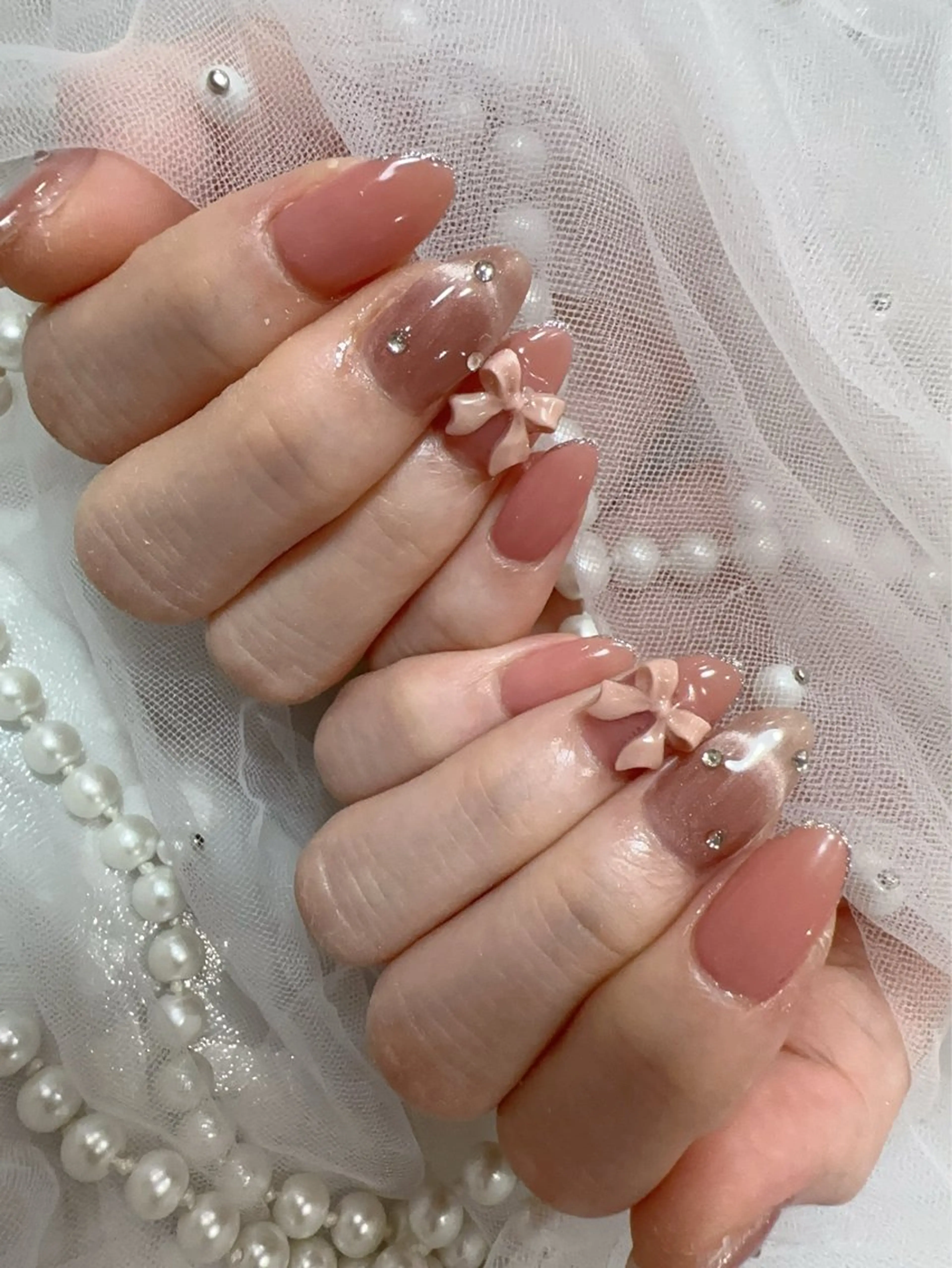 ネイル アートネイル フラッシュネイル フレンチネイル ジェルネイル ガラスフレンチ ハンドネイル You&Me Miyuのネイルデザイン