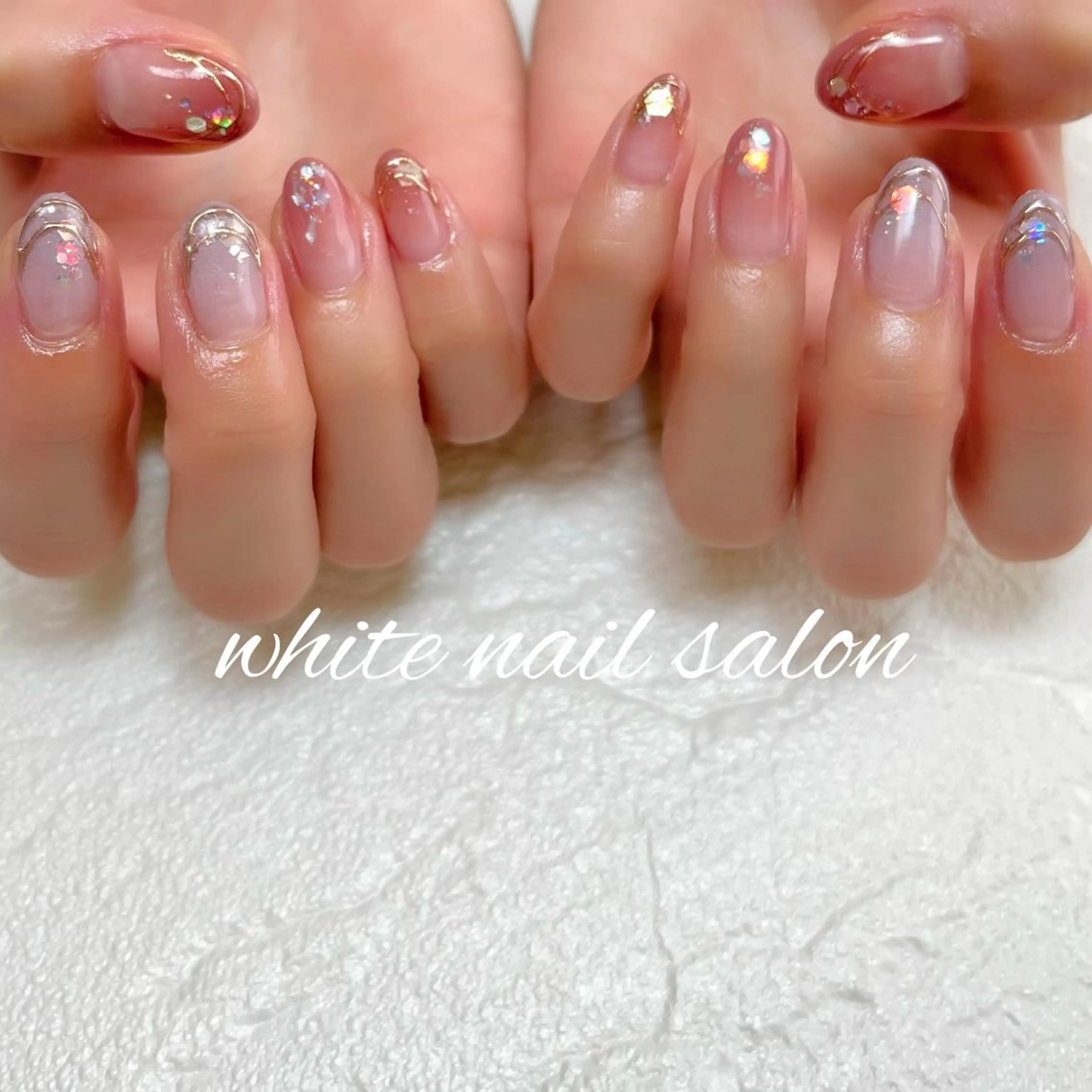ネイル フットネイル ジェルネイル ハードジェル ラメ(グリッター) 持ち込み ハンドネイル white nail salonのネイルデザイン