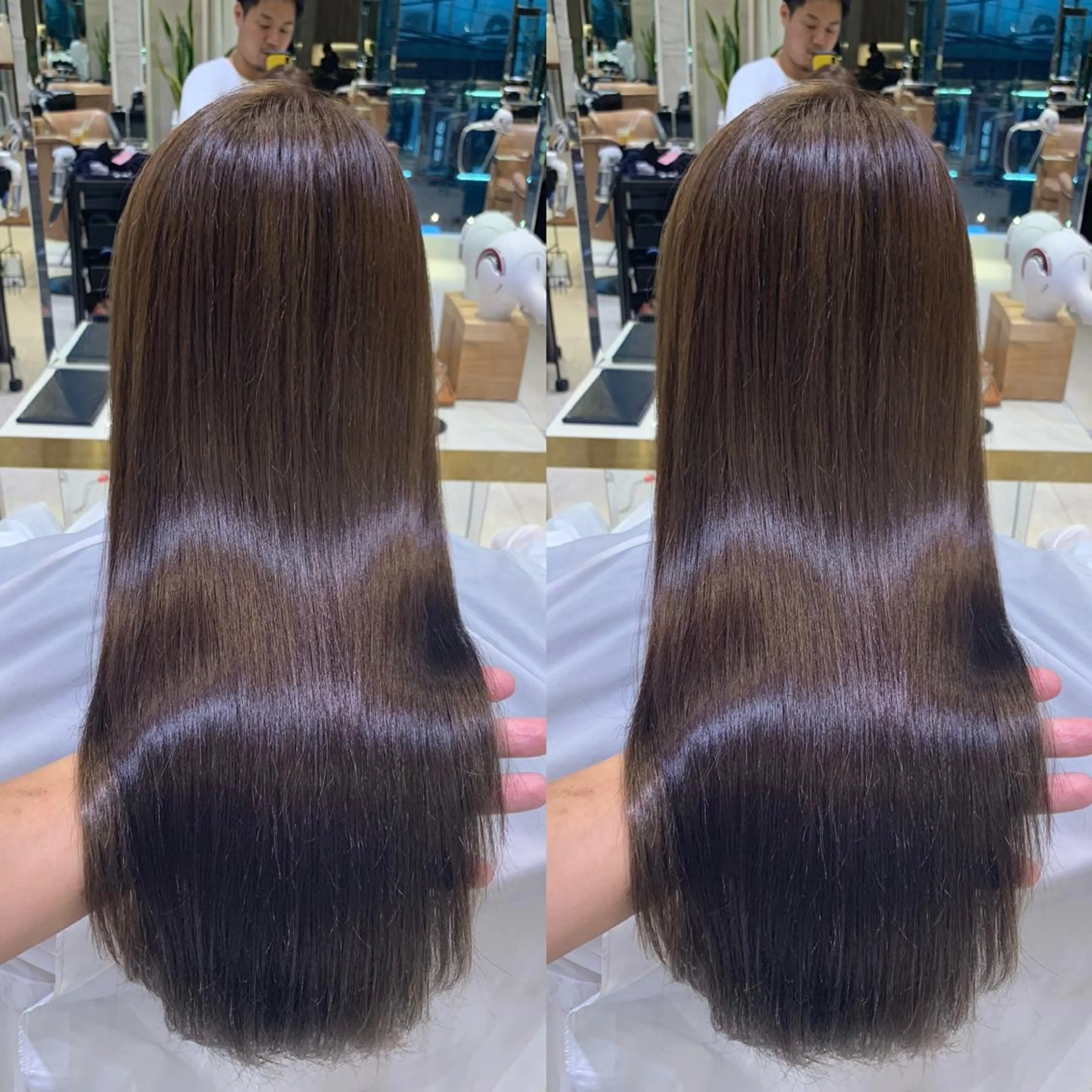 ロング カラー ベージュカラー グレージュ ボブ くせ毛 顔周りカット 韓国レイヤー×透明感 髪質改善　武田涼のヘアスタイル