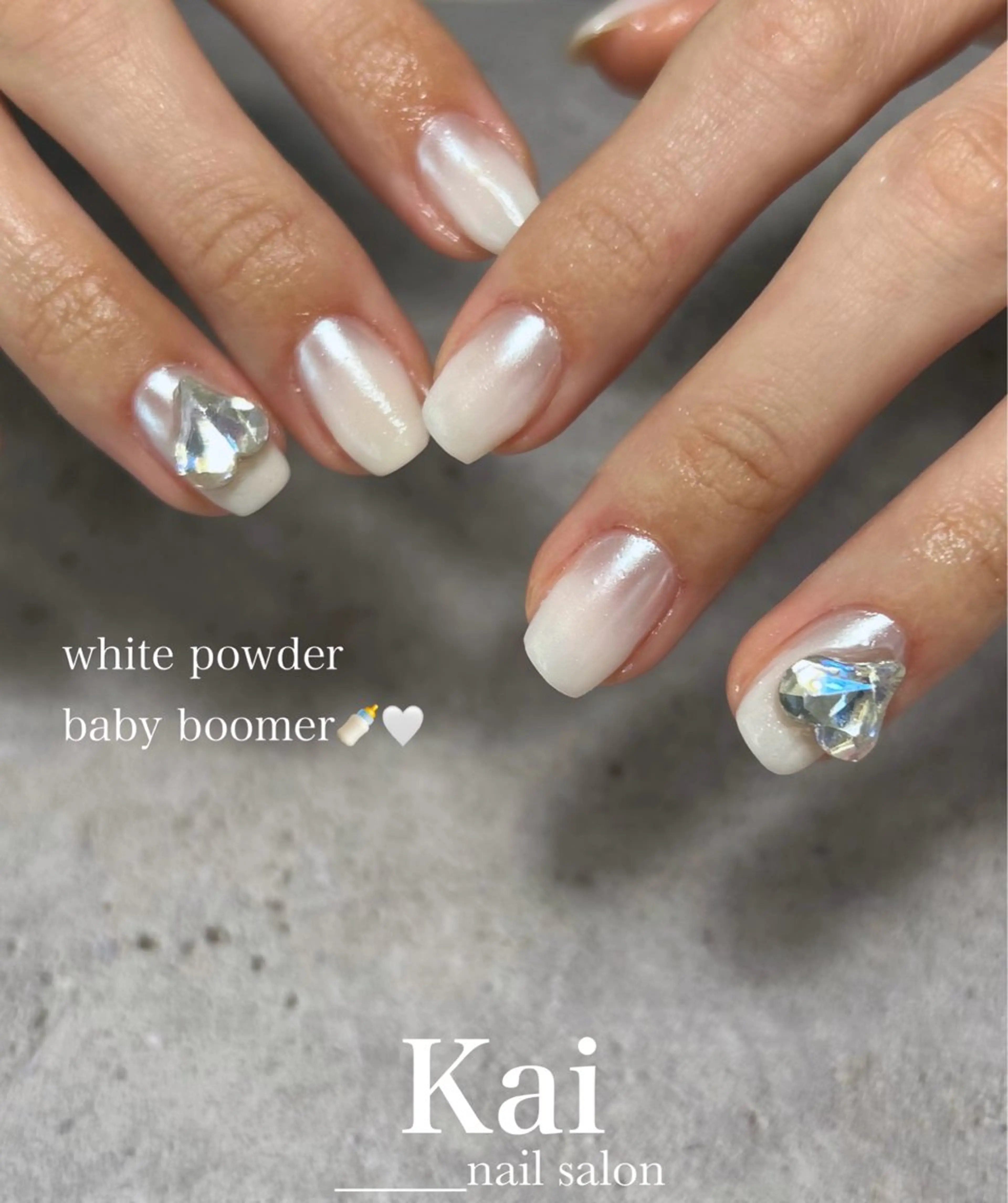 ネイル オーロラネイル フレンチネイル グラデーション ハート 韓国ネイル Kai  nail Mayukoのネイルデザイン
