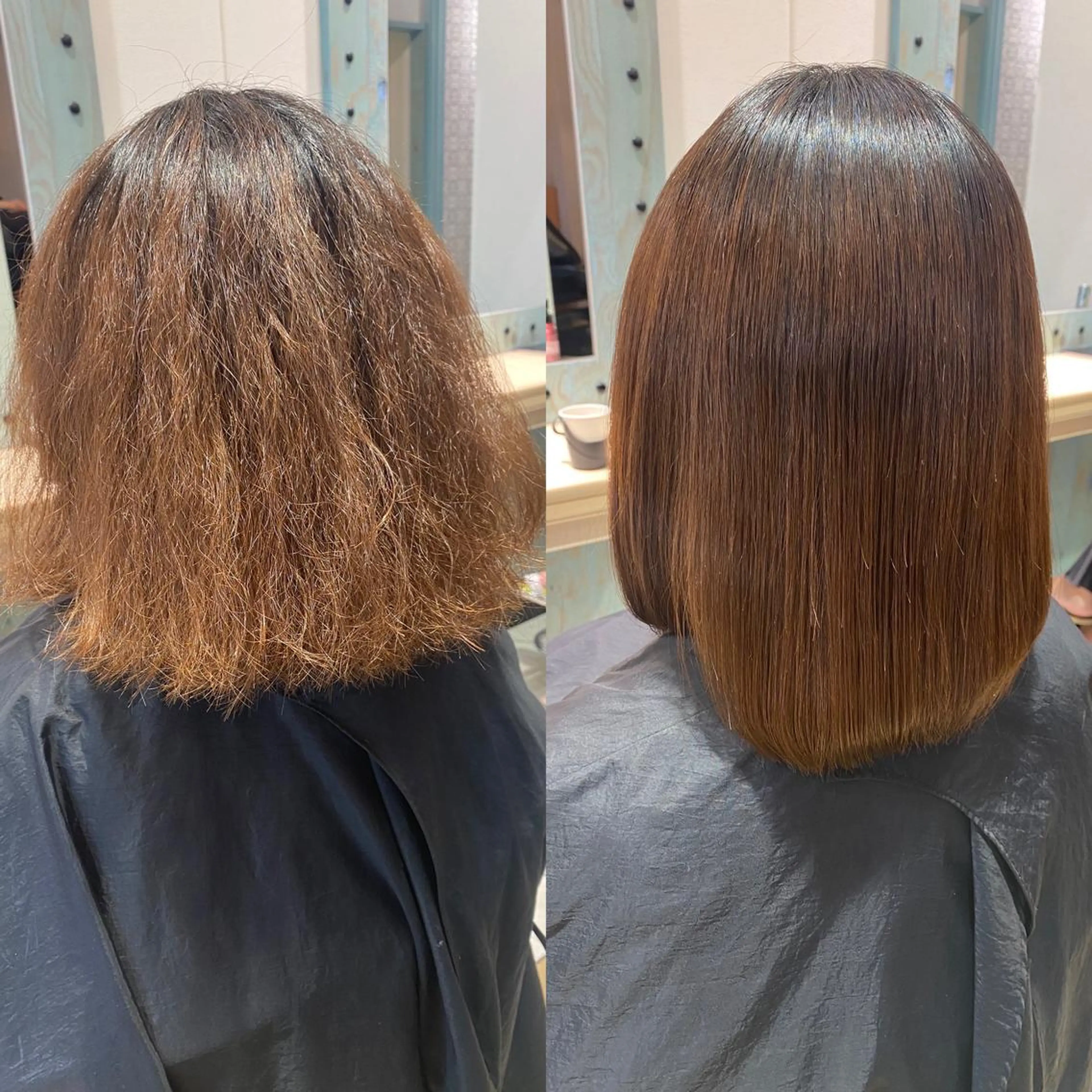 ミディアム カット 縮毛矯正 トリートメント 髪質改善　縮毛の達人 矢井由真のヘアスタイル