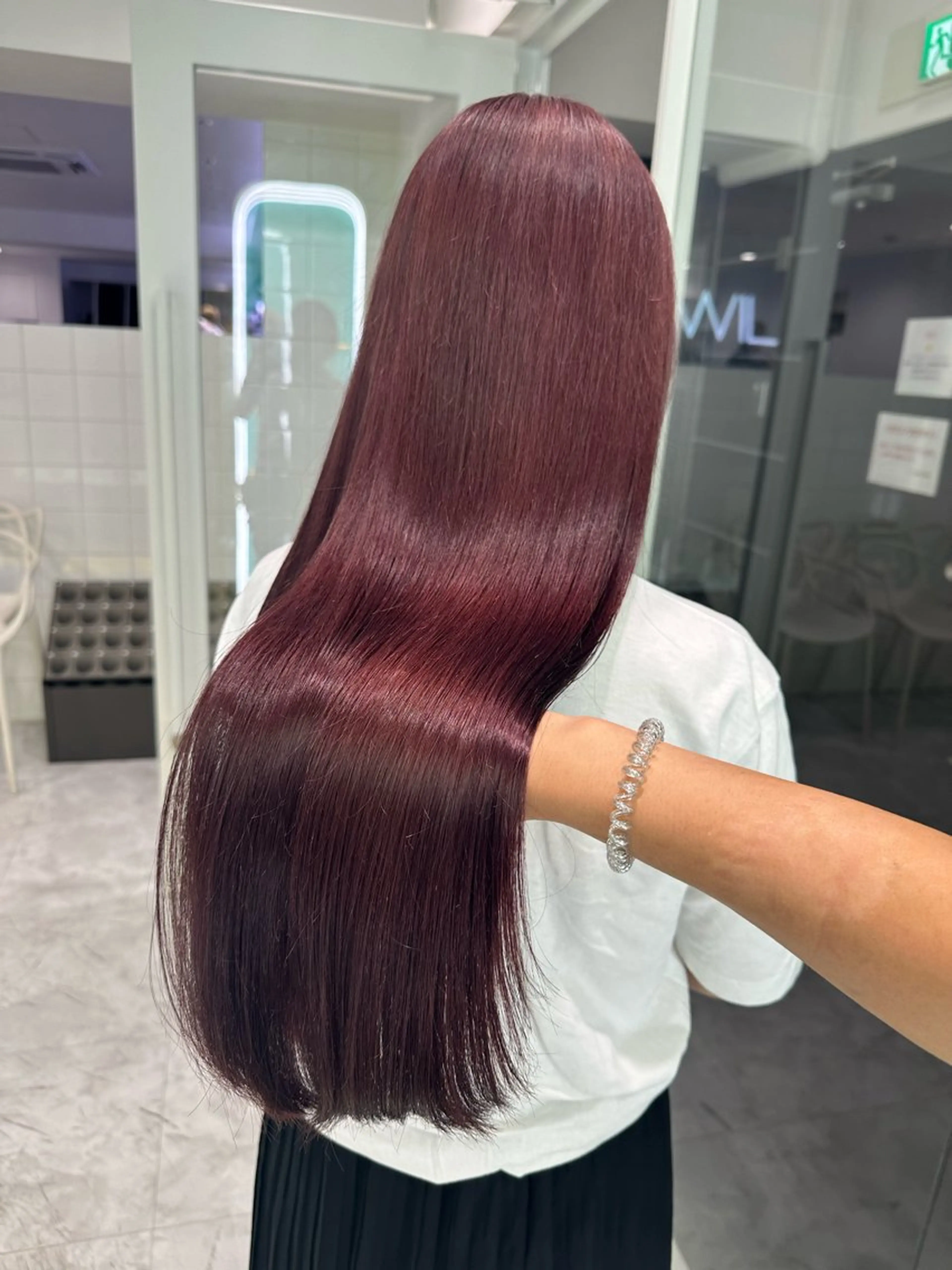 ロング カラー ベージュカラー 黒髪 ブリーチ ブルーカラー ブルーブラック 🪞ハイトーン🪞 🤍waka🤍のヘアスタイル