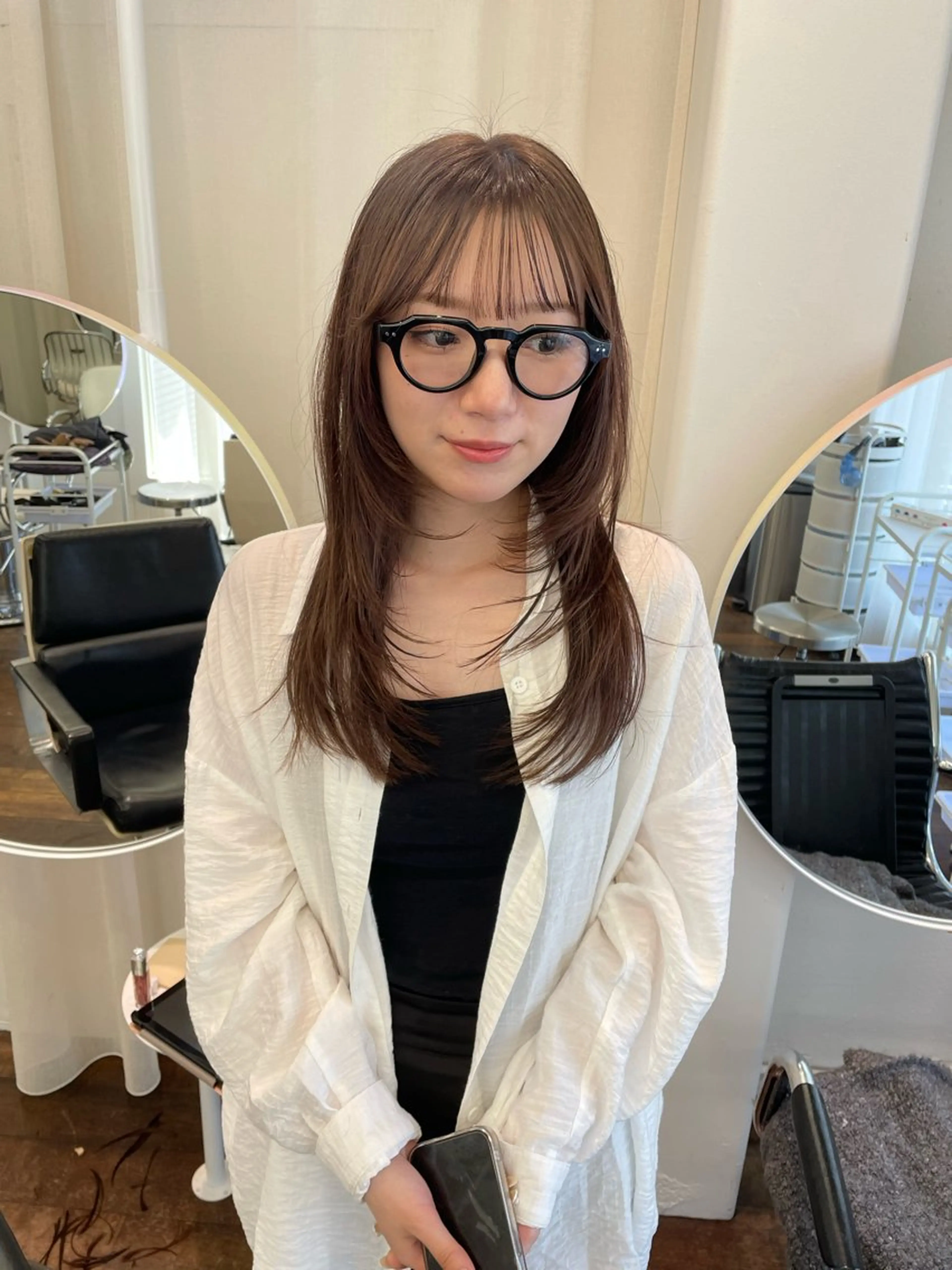 ロング カラー ベージュカラー オリーブベージュ カット ヘアカラー トリートメント レイヤーカット🎀 kanaのヘアスタイル