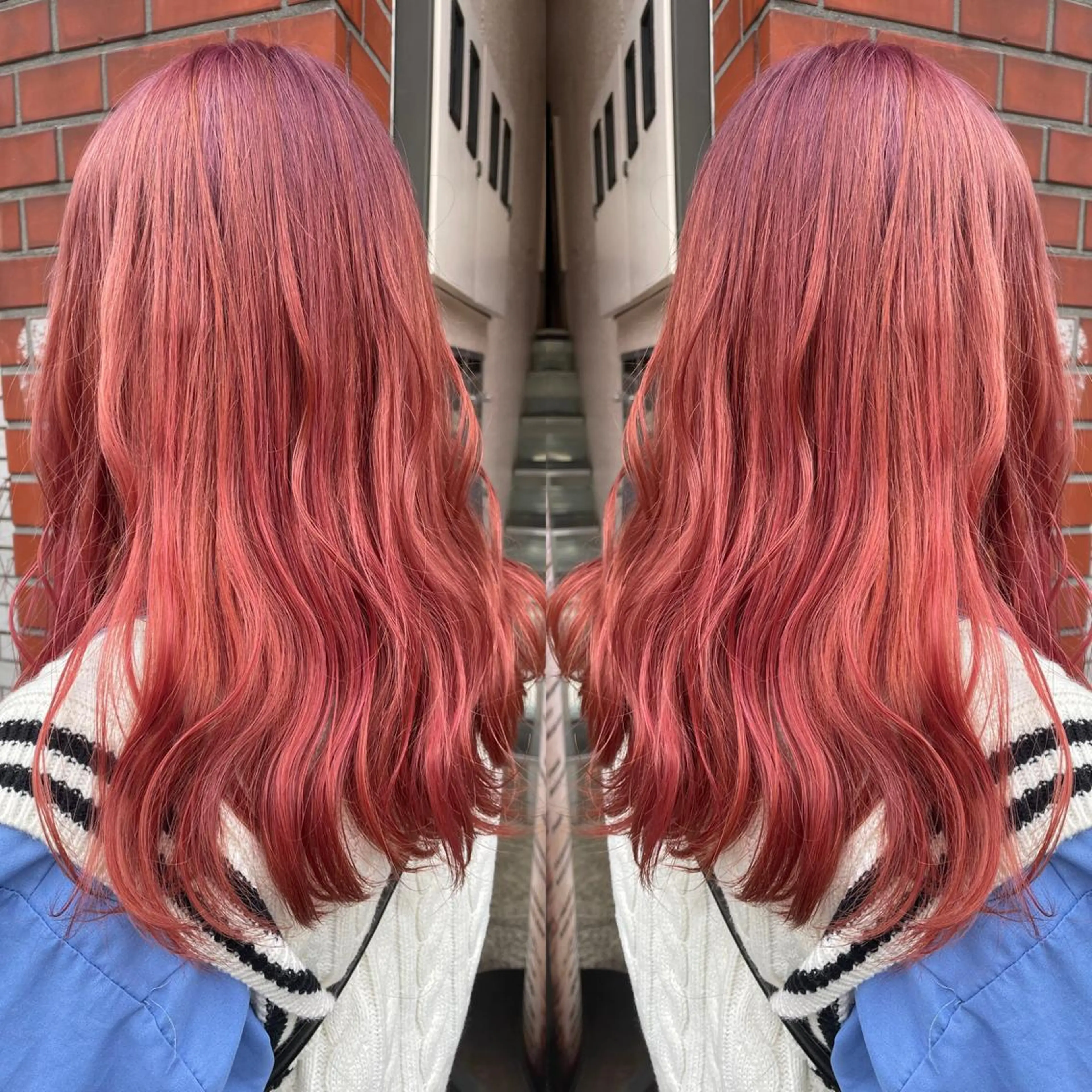 セミロング カラー ダブルカラー ピンクカラー 👑派手髪/カット 👑ANRYのヘアスタイル