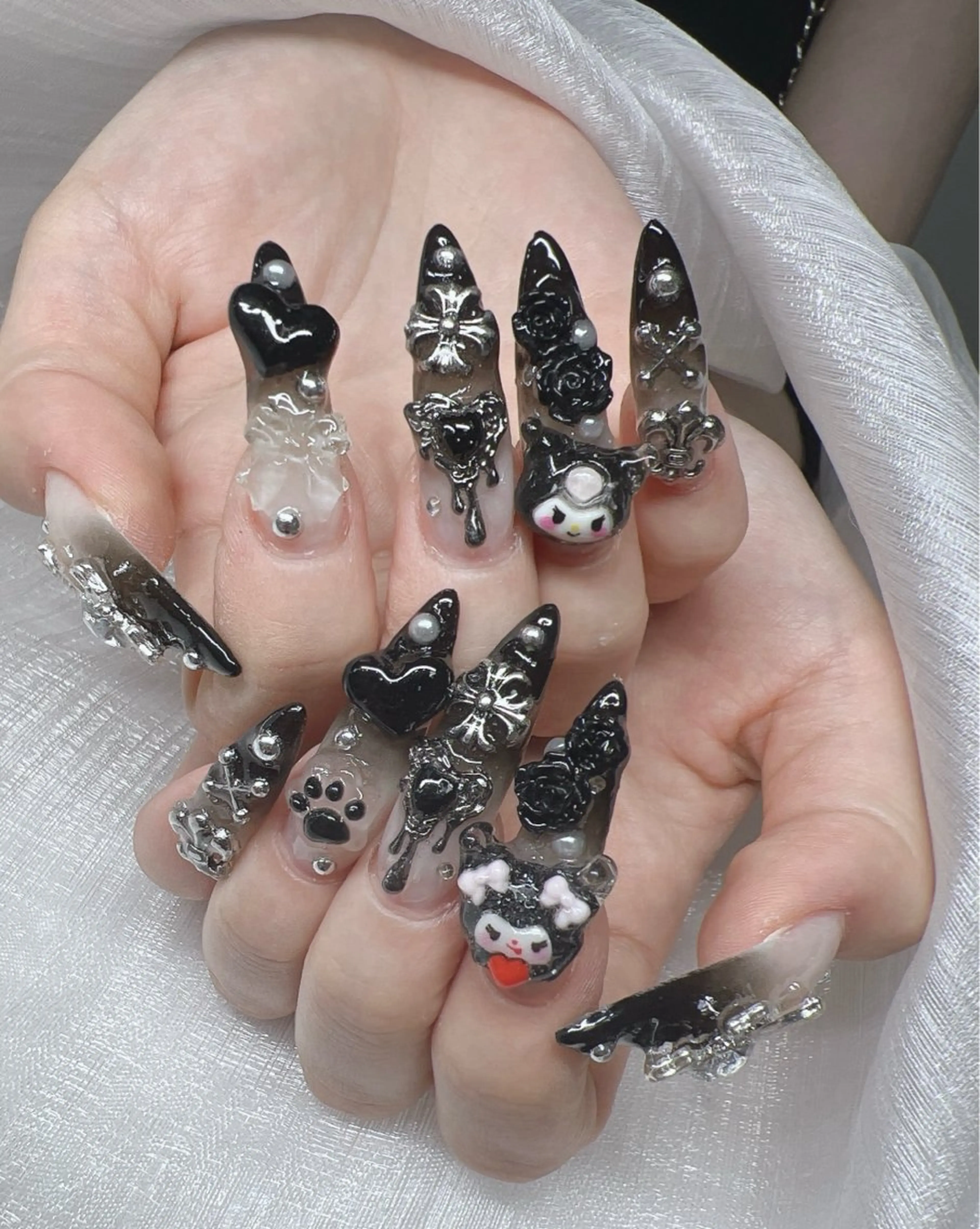 ネイル 長さ出し グラデーション キラキラネイル マグネットネイル ニュアンスネイル ハンドネイル Lee Nails チップ長さだし専門店のネイルデザイン