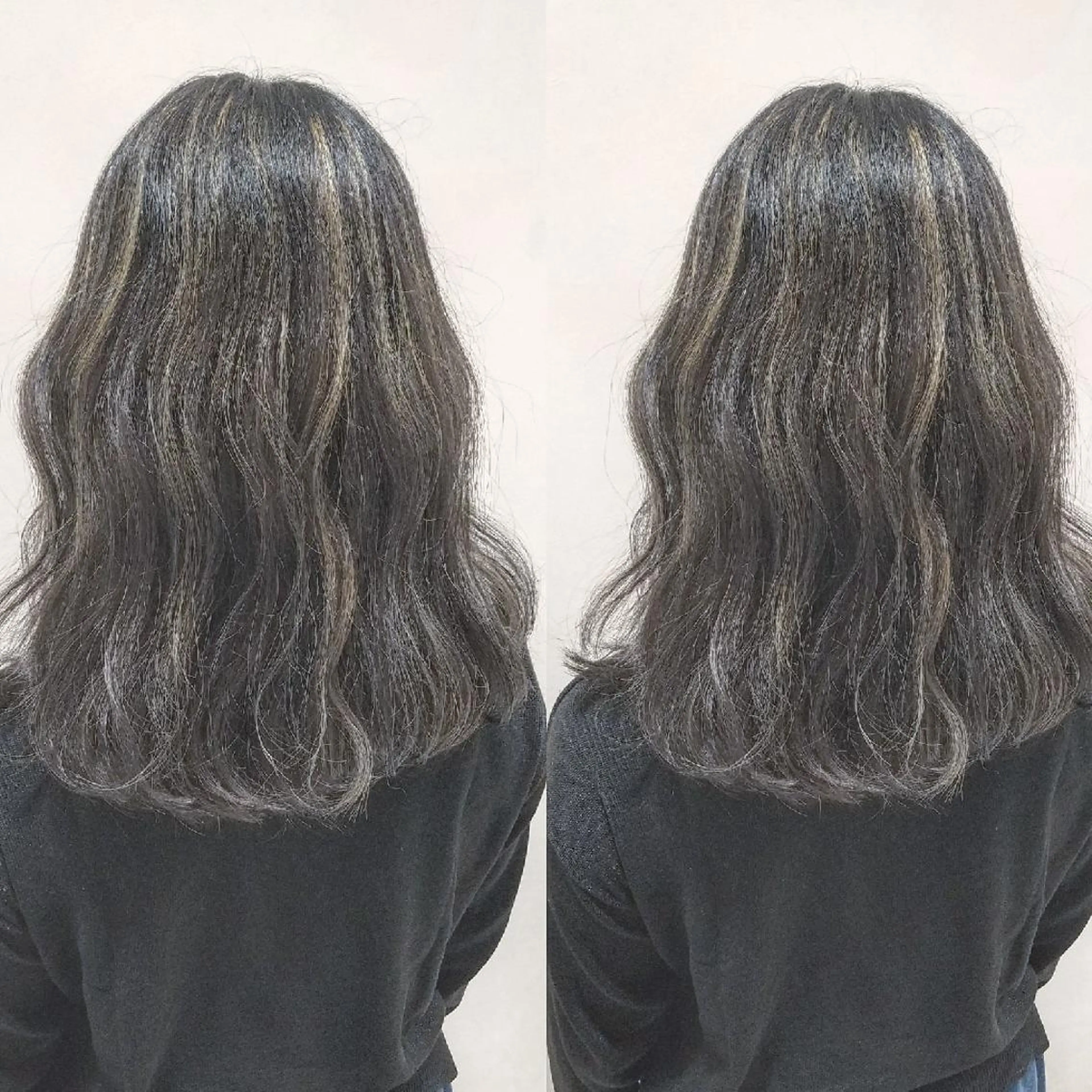 セミロング カラー ダークグレー ダークグレージュ グレージュ ハイライトカラー 外国人風カラー grow上野御徒町【グロウ】所属・ブリーチ・ハイトーン 特化🎉内山のヘアスタイル