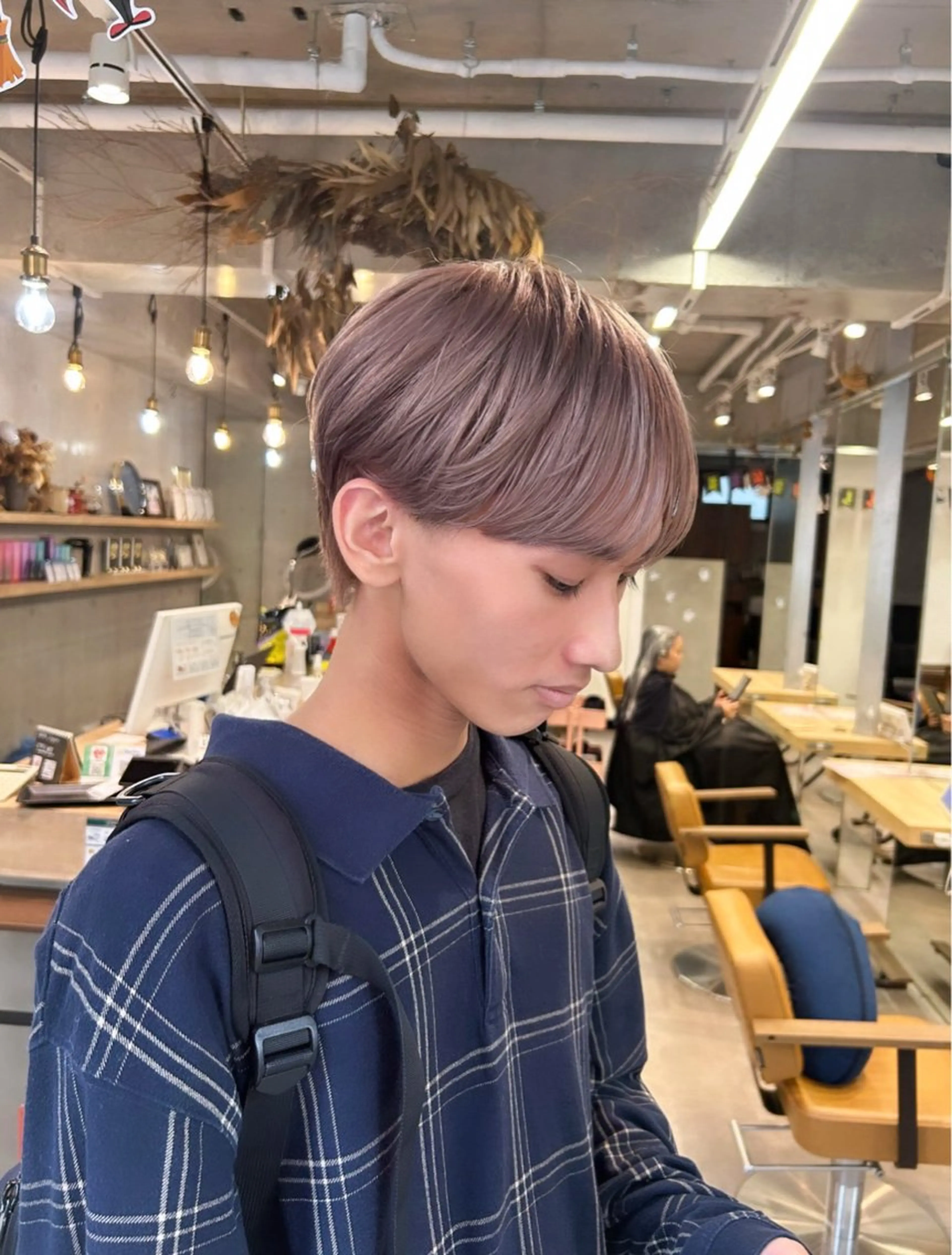 メンズ メンズハイトーン マッシュ senri 暖色ツヤ感カラー♥️のヘアスタイル