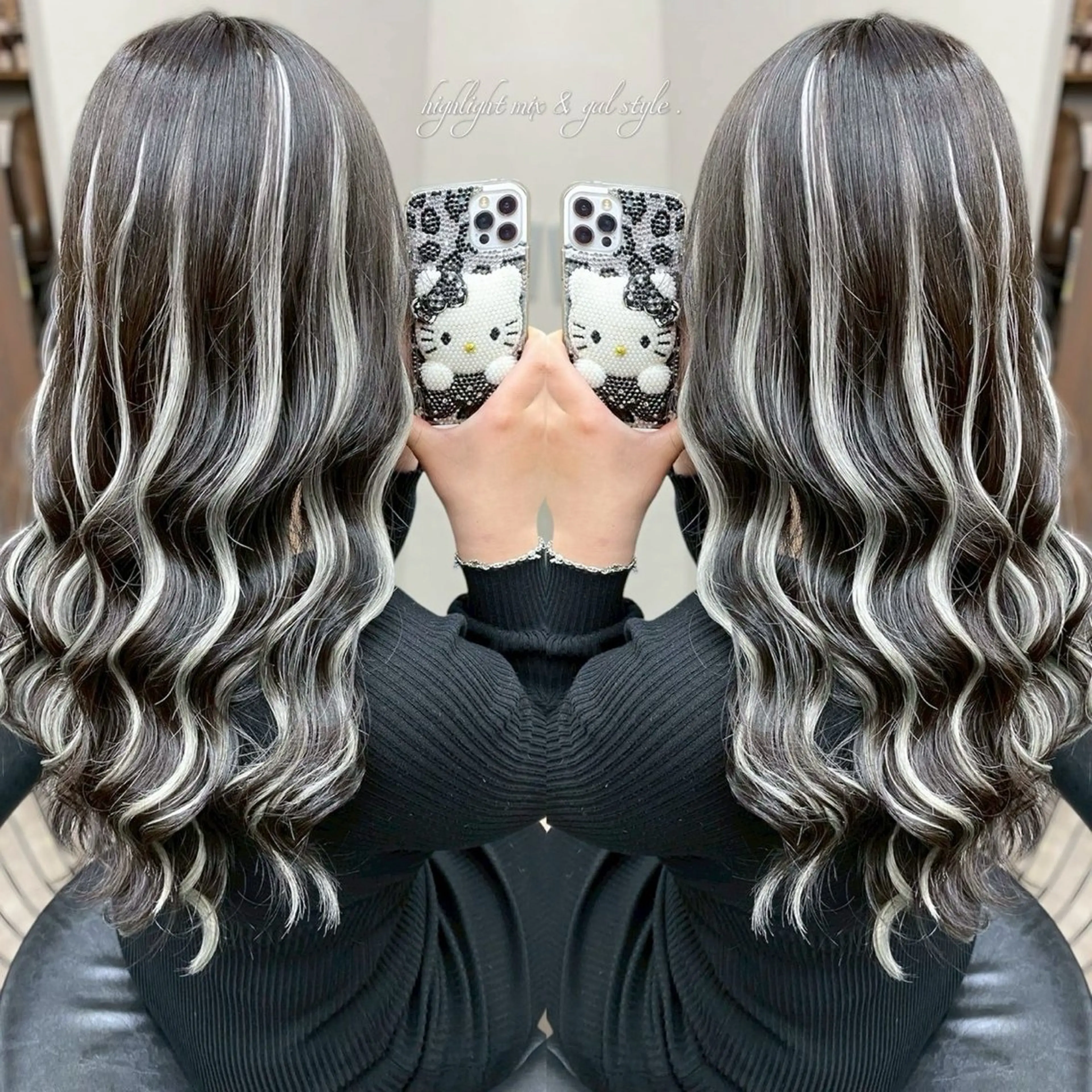 ロング エクステ ヘアカラー かのブリーチカラー 🎧⛓️🩶のヘアスタイル